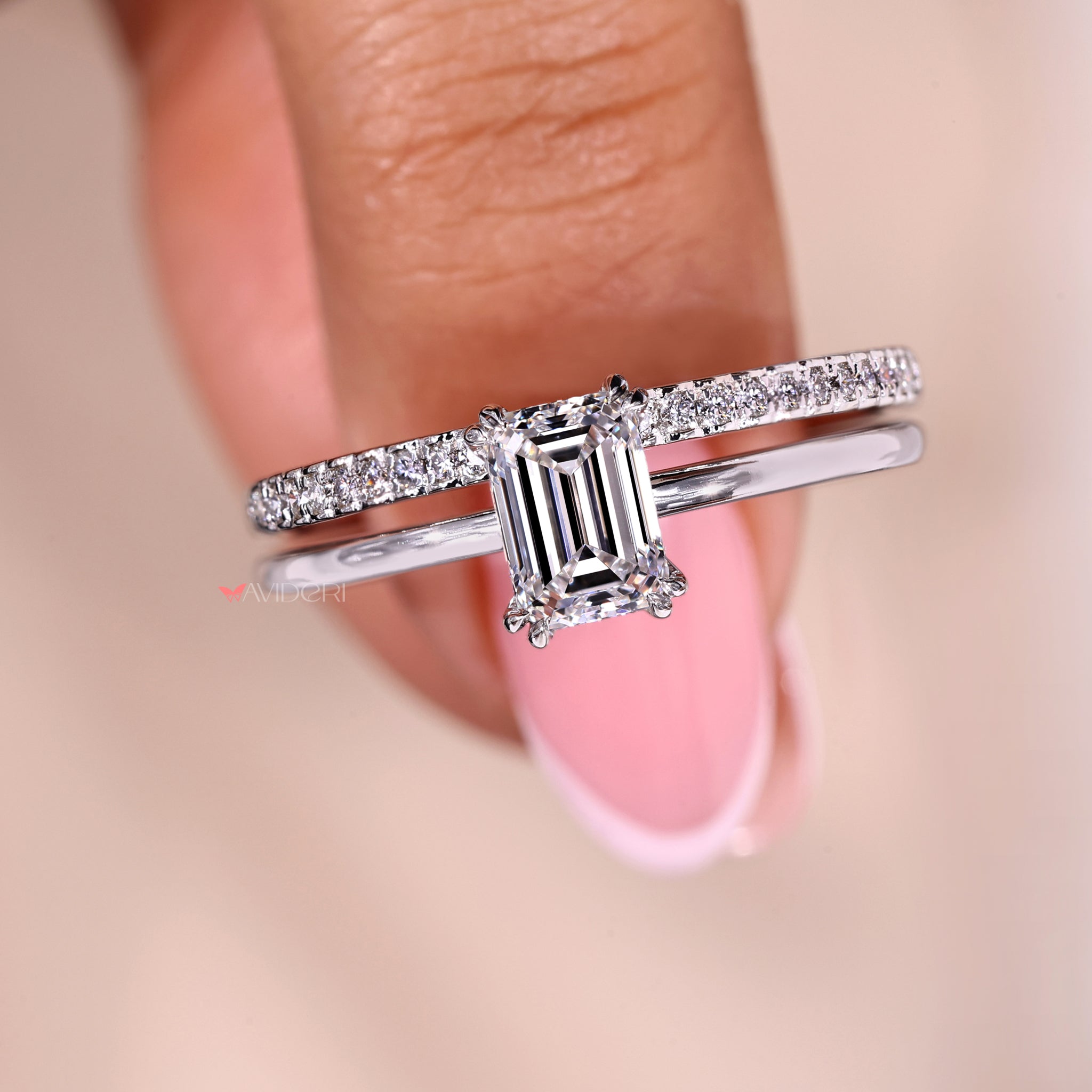 White gold engagement ring crafted for modern brides with a classic touch