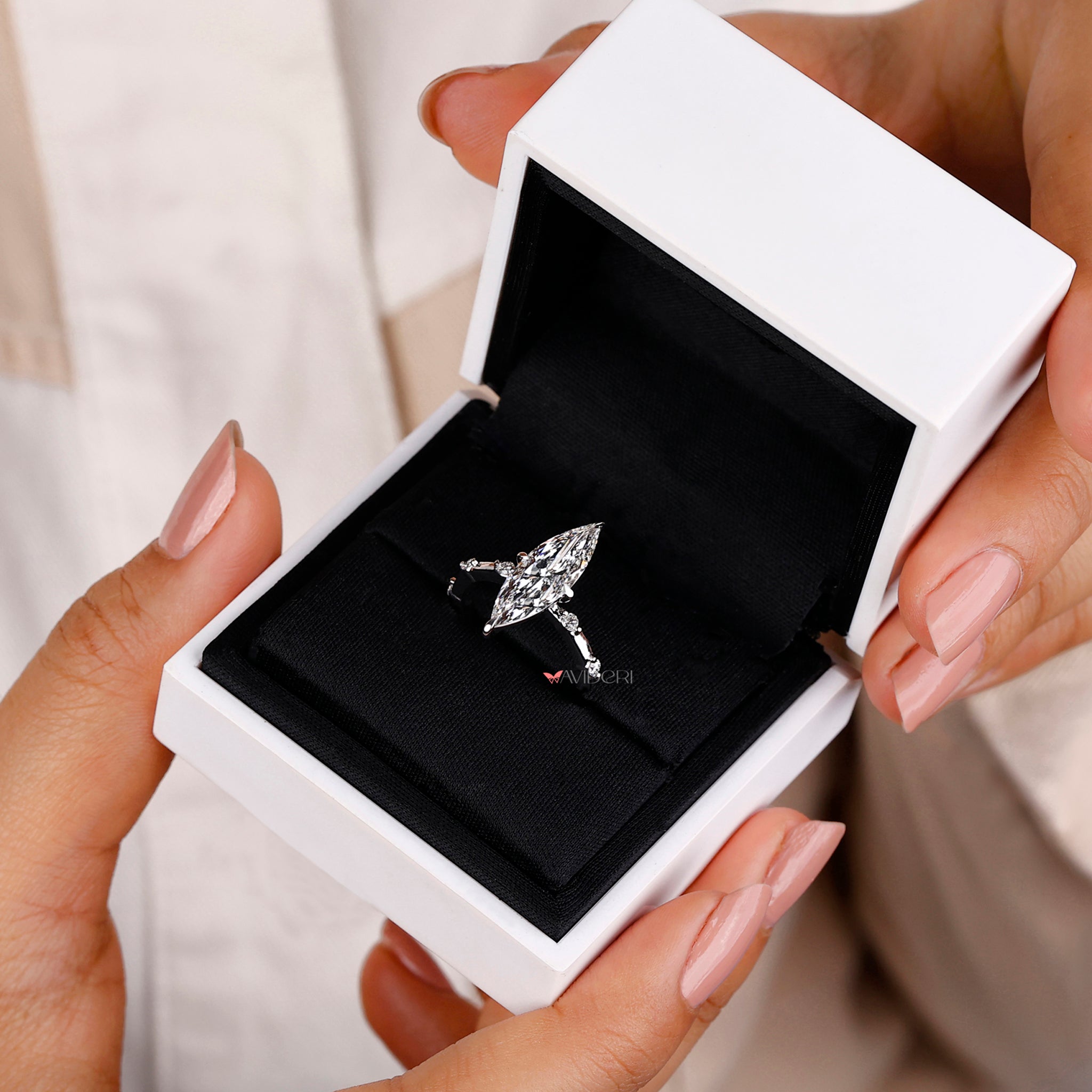 Distance pave ring with a handmade ring.