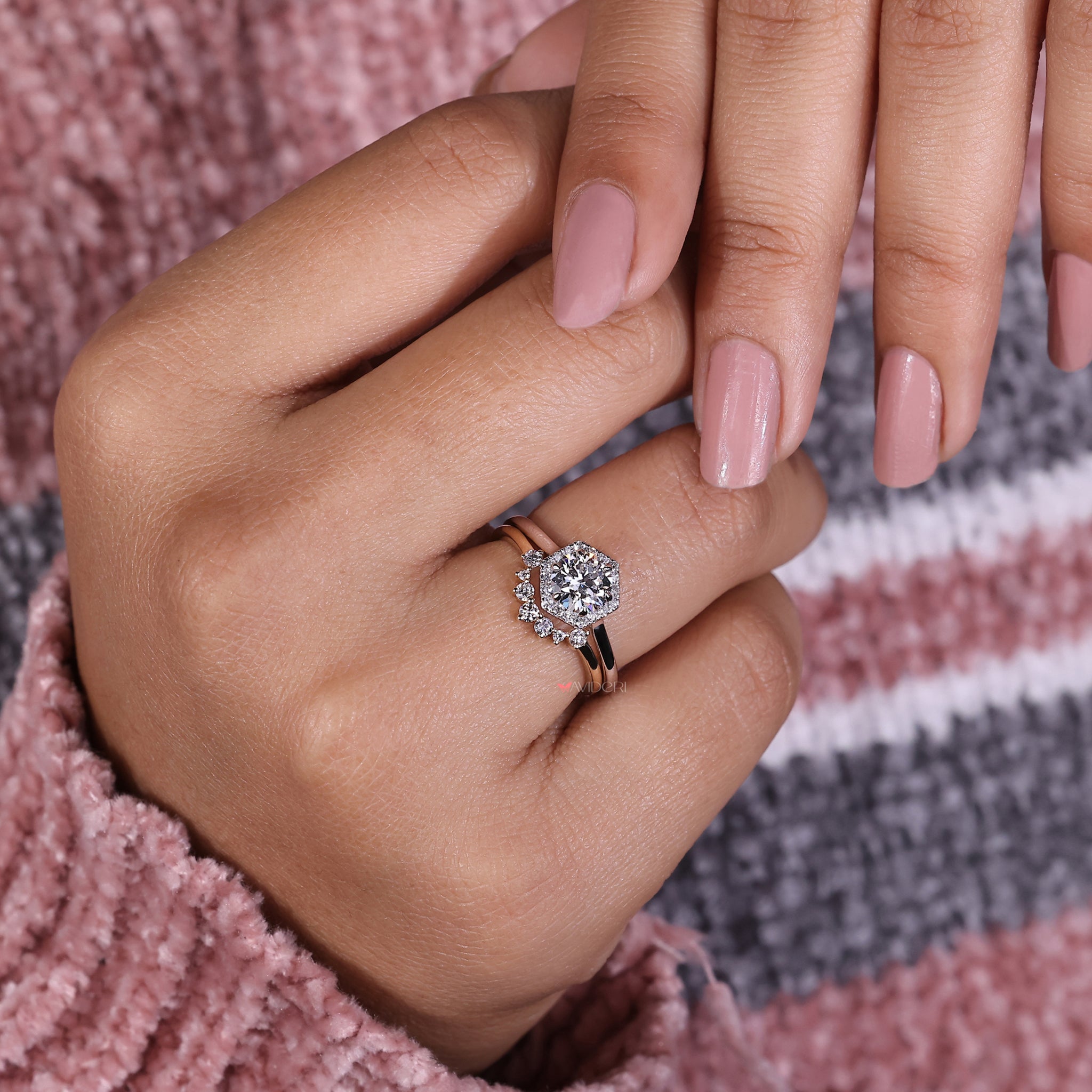 Handmade jewelry featuring unique diamond settings.