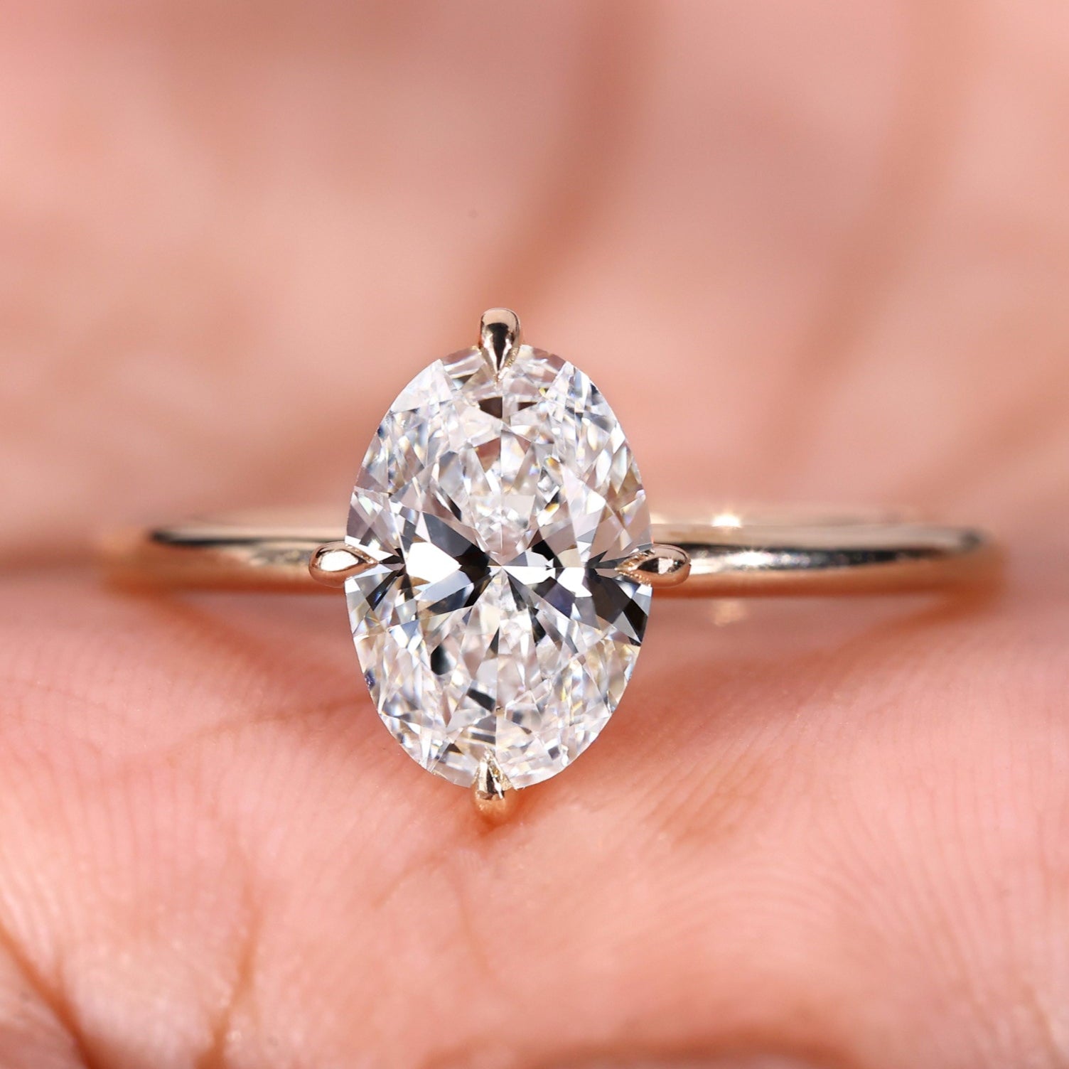 oval solitaire engagement ring, oval diamond ring, prong setting, handmade ring