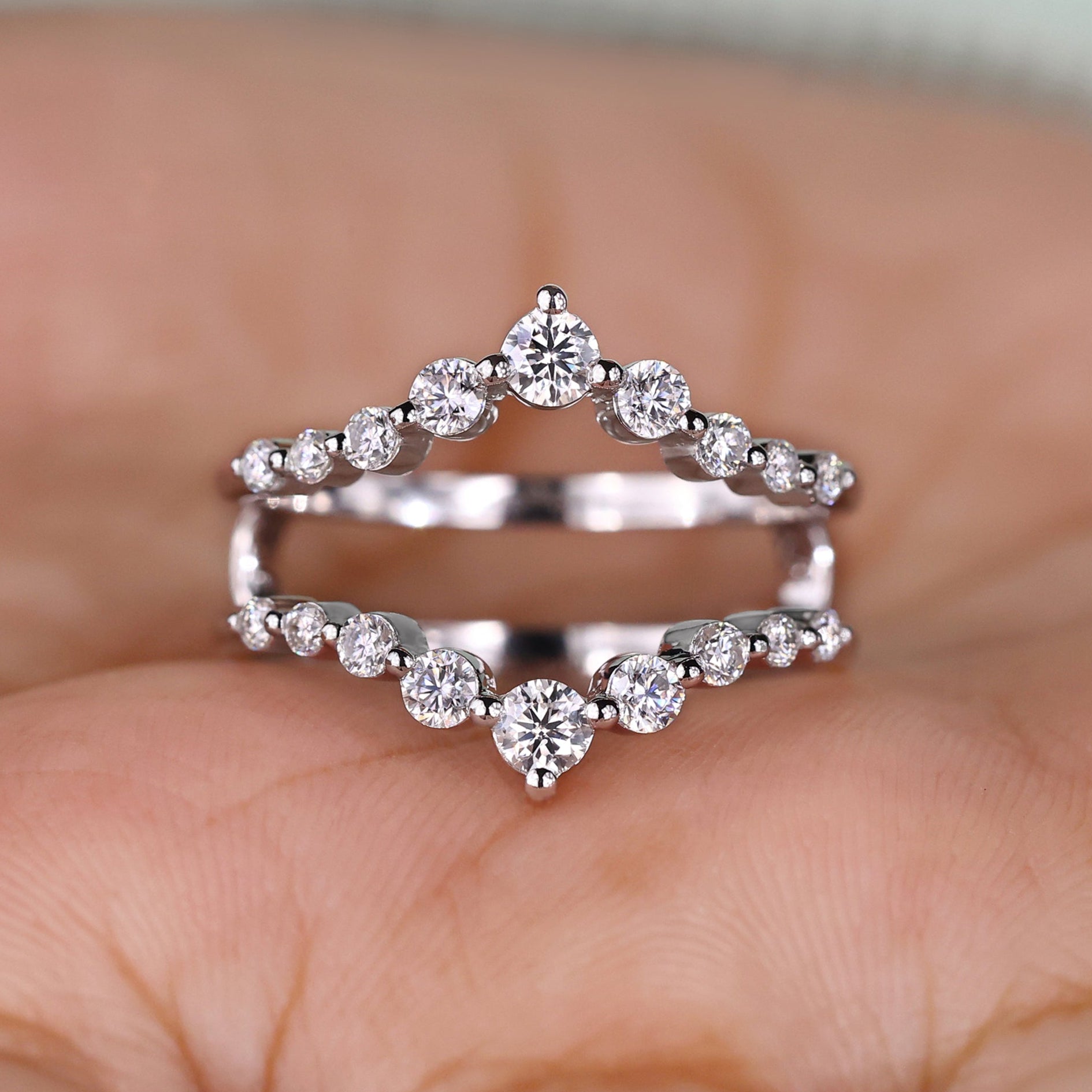 Round diamond wedding band with classic design.