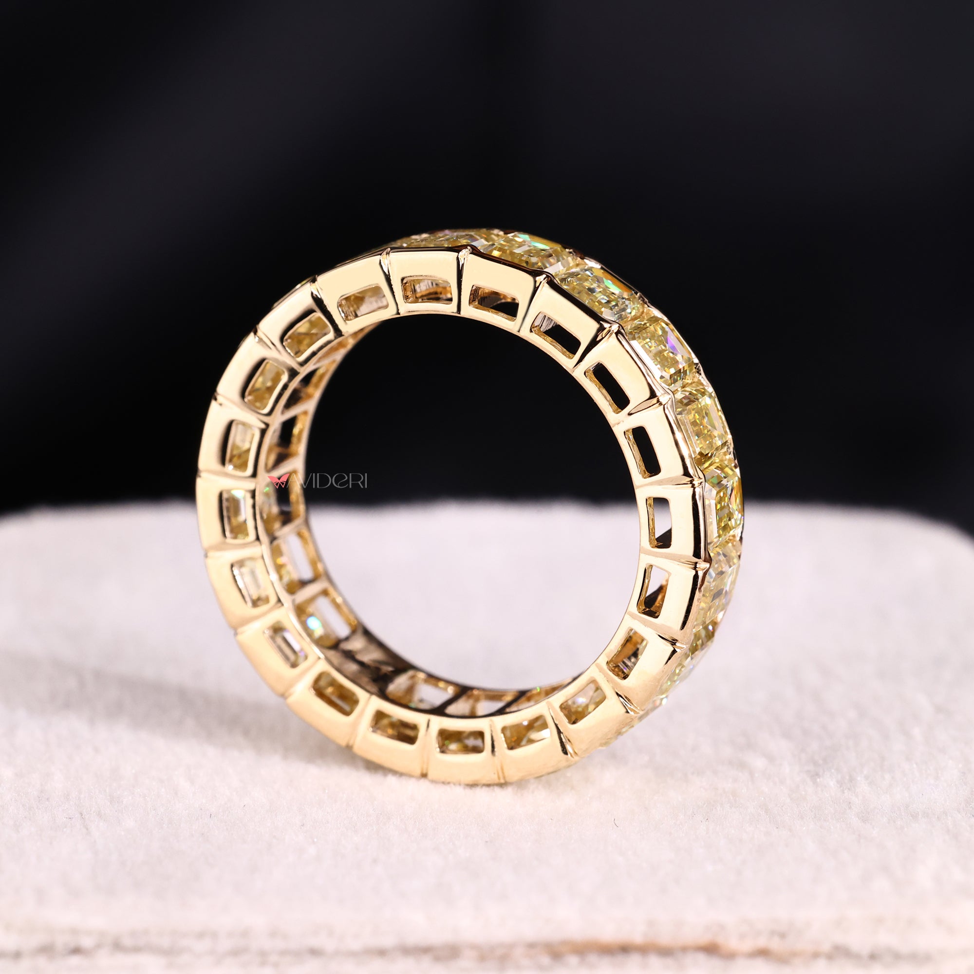 Yellow gold engagement ring with moissanite mens ring.