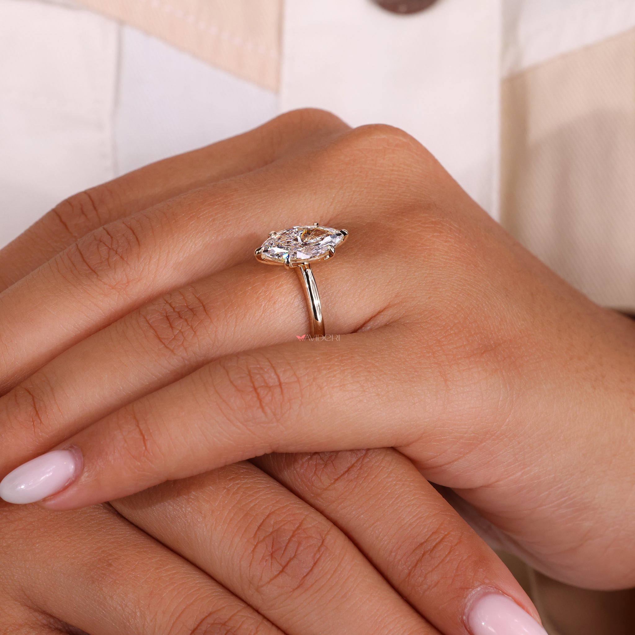 Lab Grown Diamond Marquise diamond ring for an eco-friendly choice.