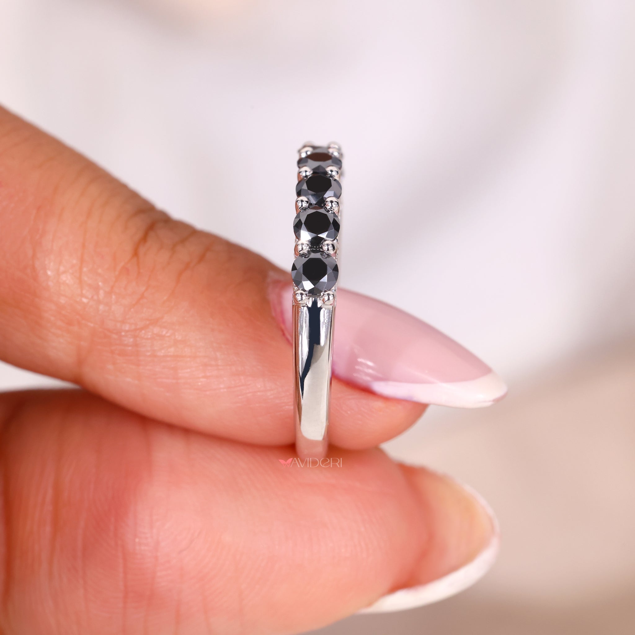 Round cut moissanite band, moissanite wedding band, handmade jewelry