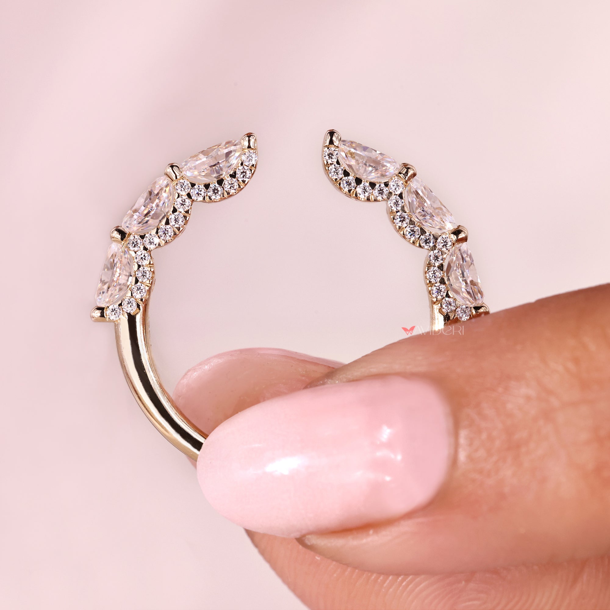 U prong micro pave style with avideri wedding band.