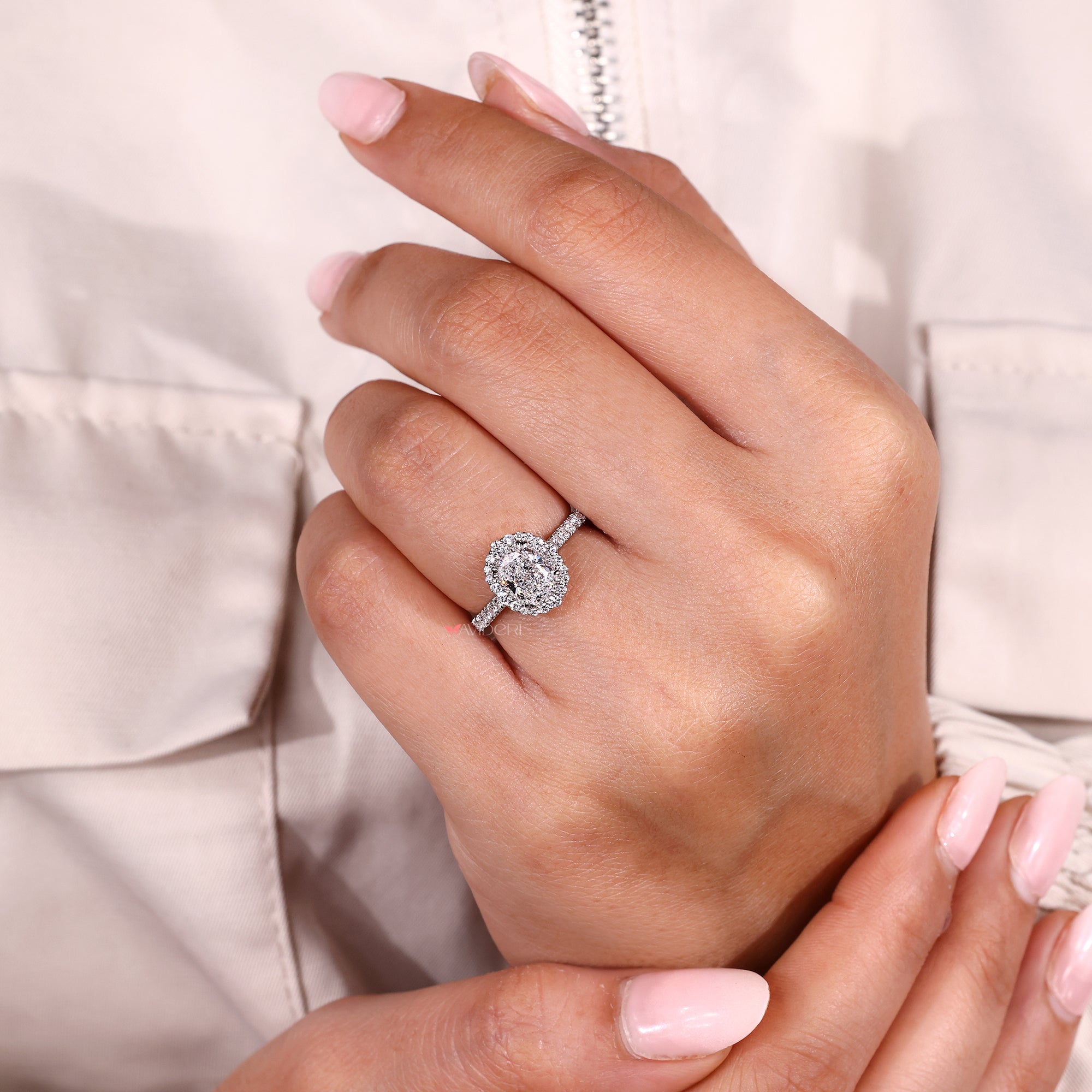 IGI certified with lab-grown ring.