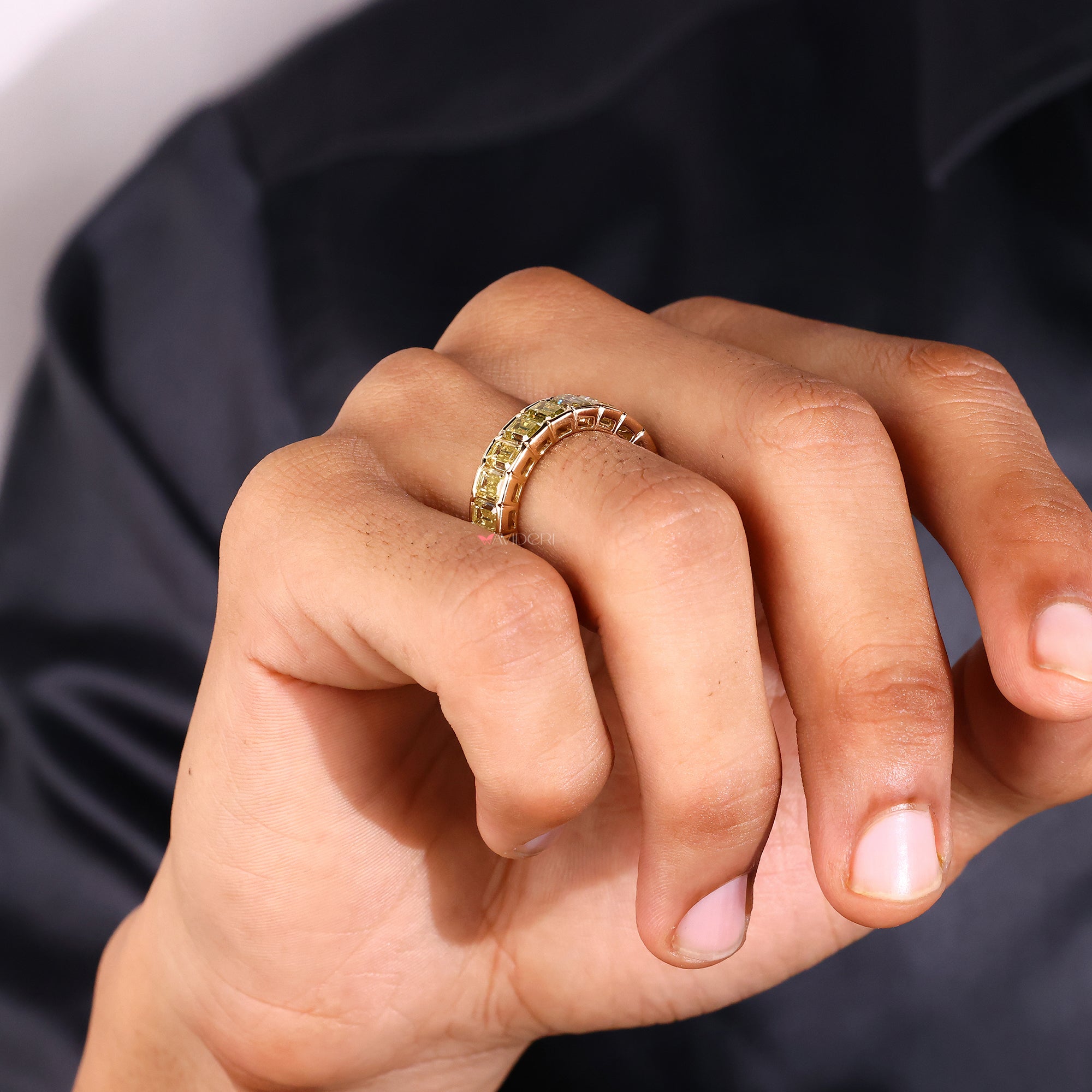 Moissanite mens ring with mens engagement ring.