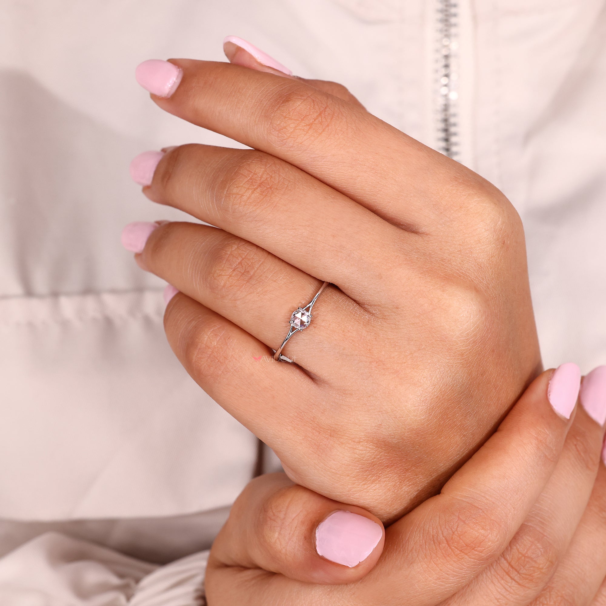Lab Grown Diamond with handmade ring.