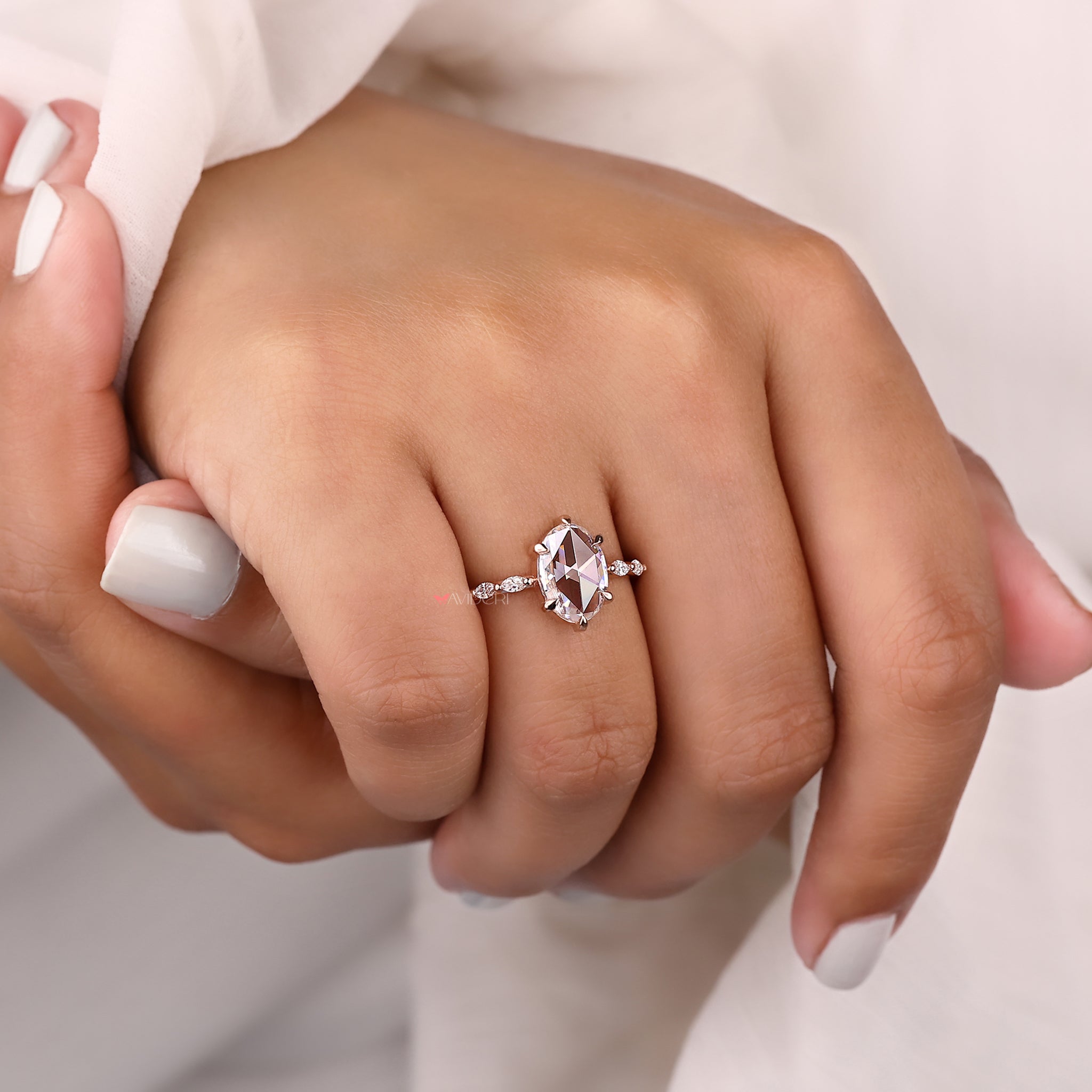 5 stone engagement ring, handmade ring, avideri engagement ring