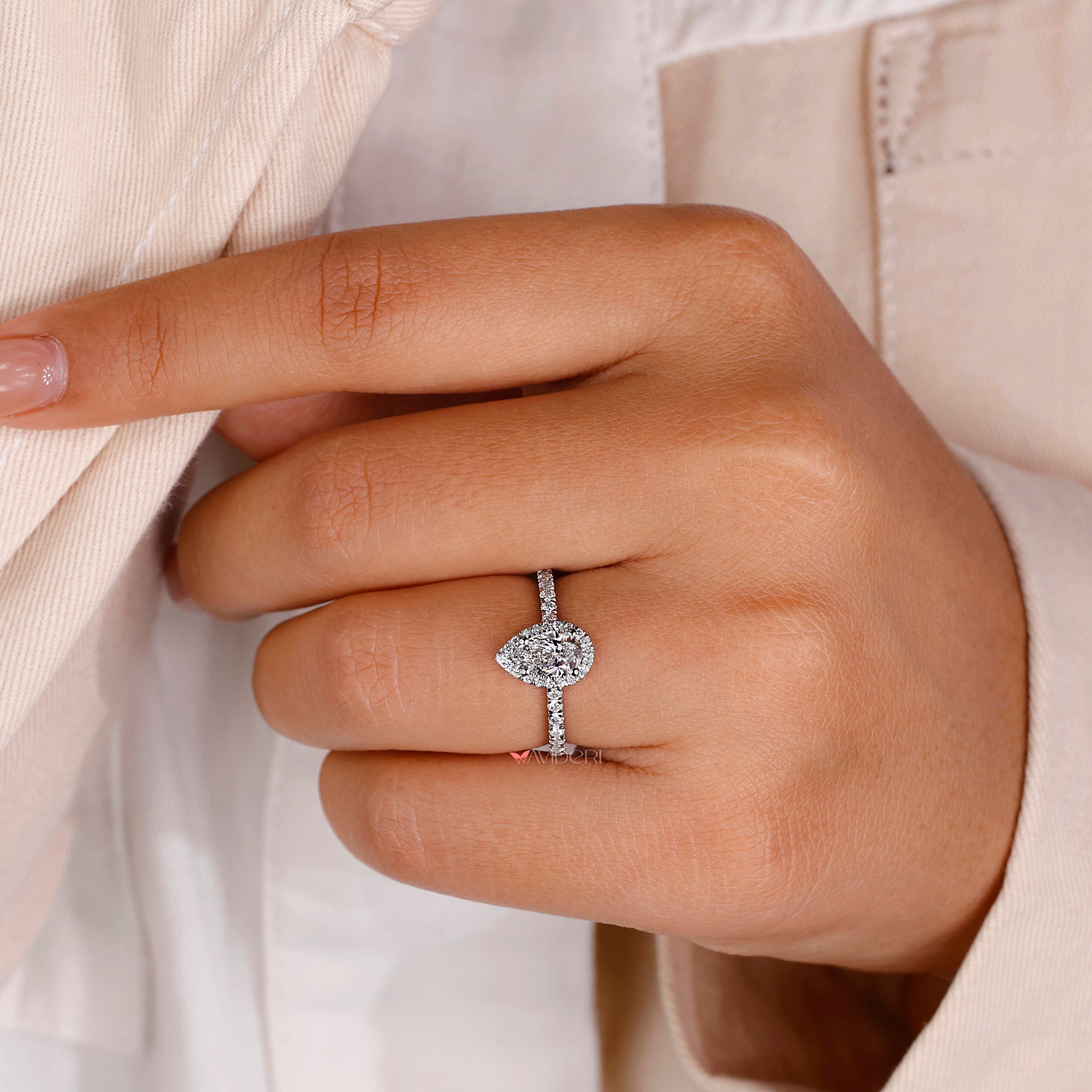 Elegant halo engagement ring with intricate detailing for a radiant look