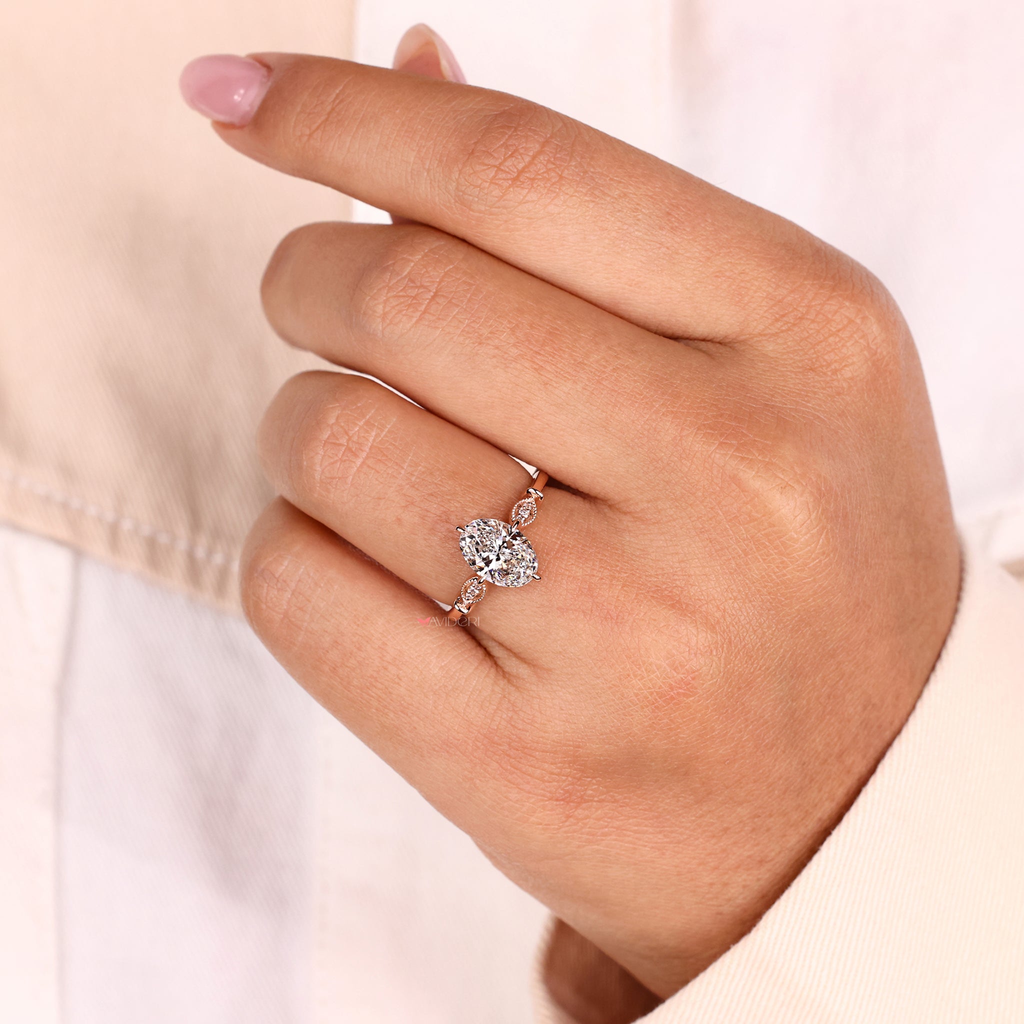 Milgrain engagement ring with round brilliant cut diamond and handmade jewelry craftsmanship for a sophisticated style.