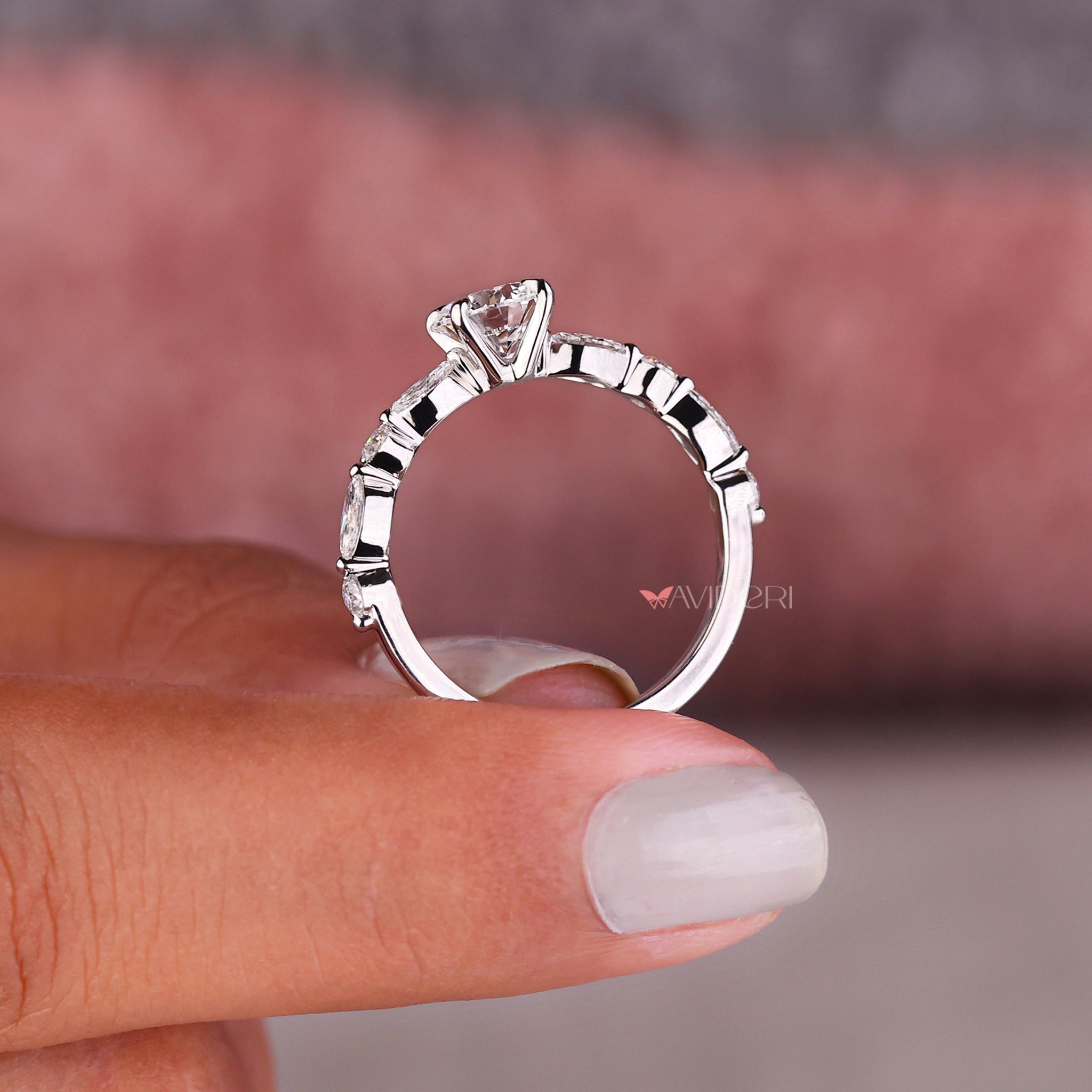 Avideri ring gold bubble ring white gold and diamond ring round diamond ring