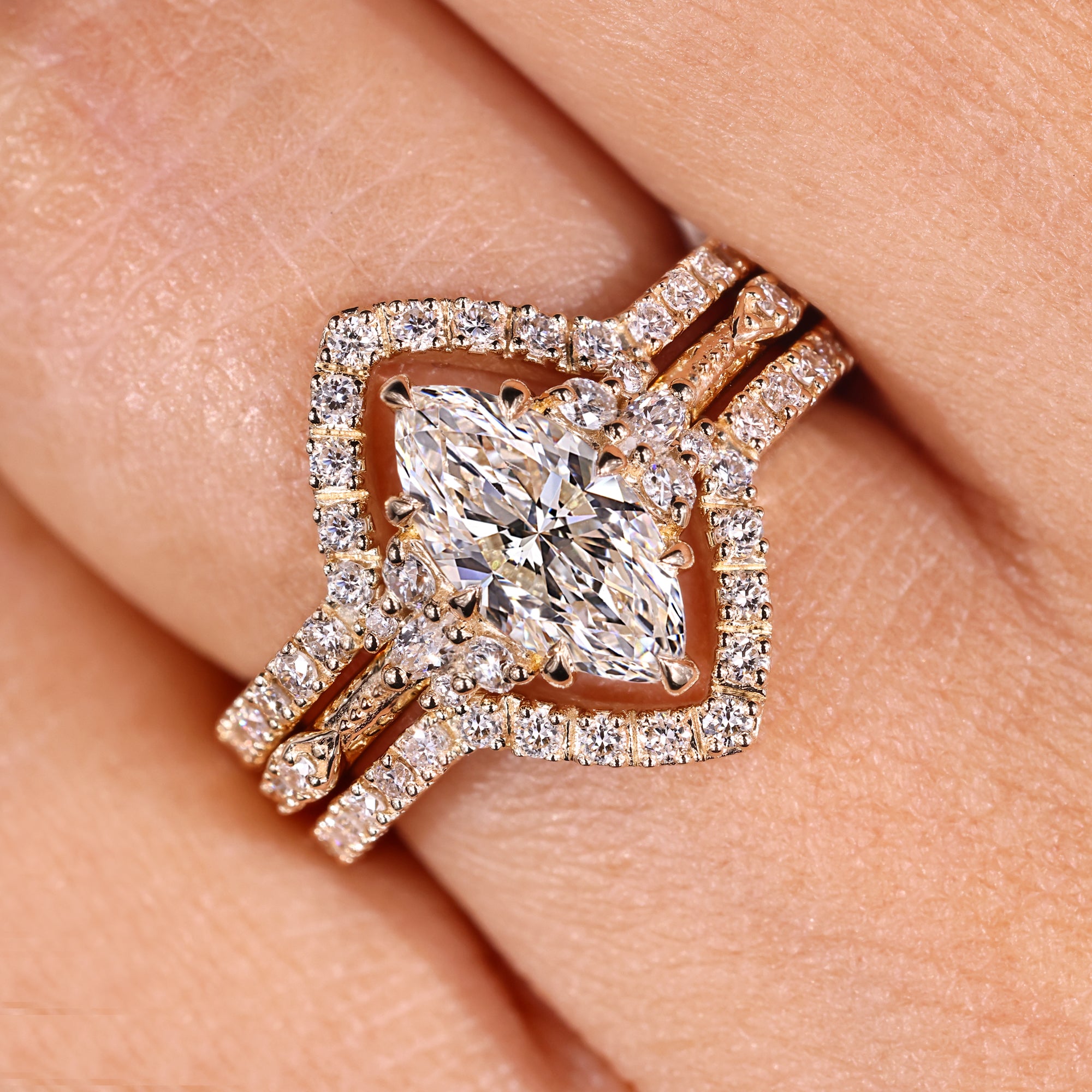 8 claw prong setting in Milgrain setting ring.