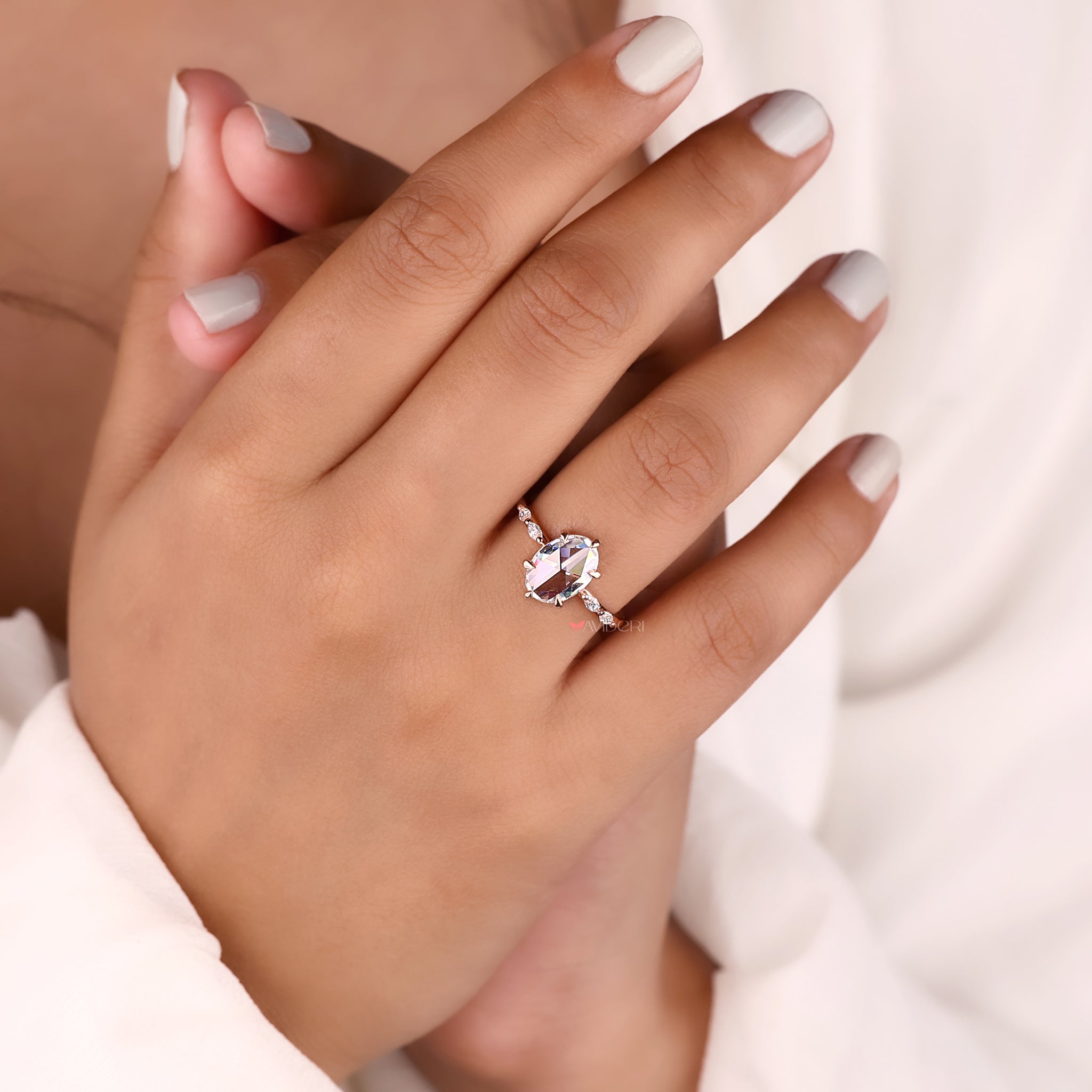 Marquise cut ring, 5 stone ring, moissanite engagement ring