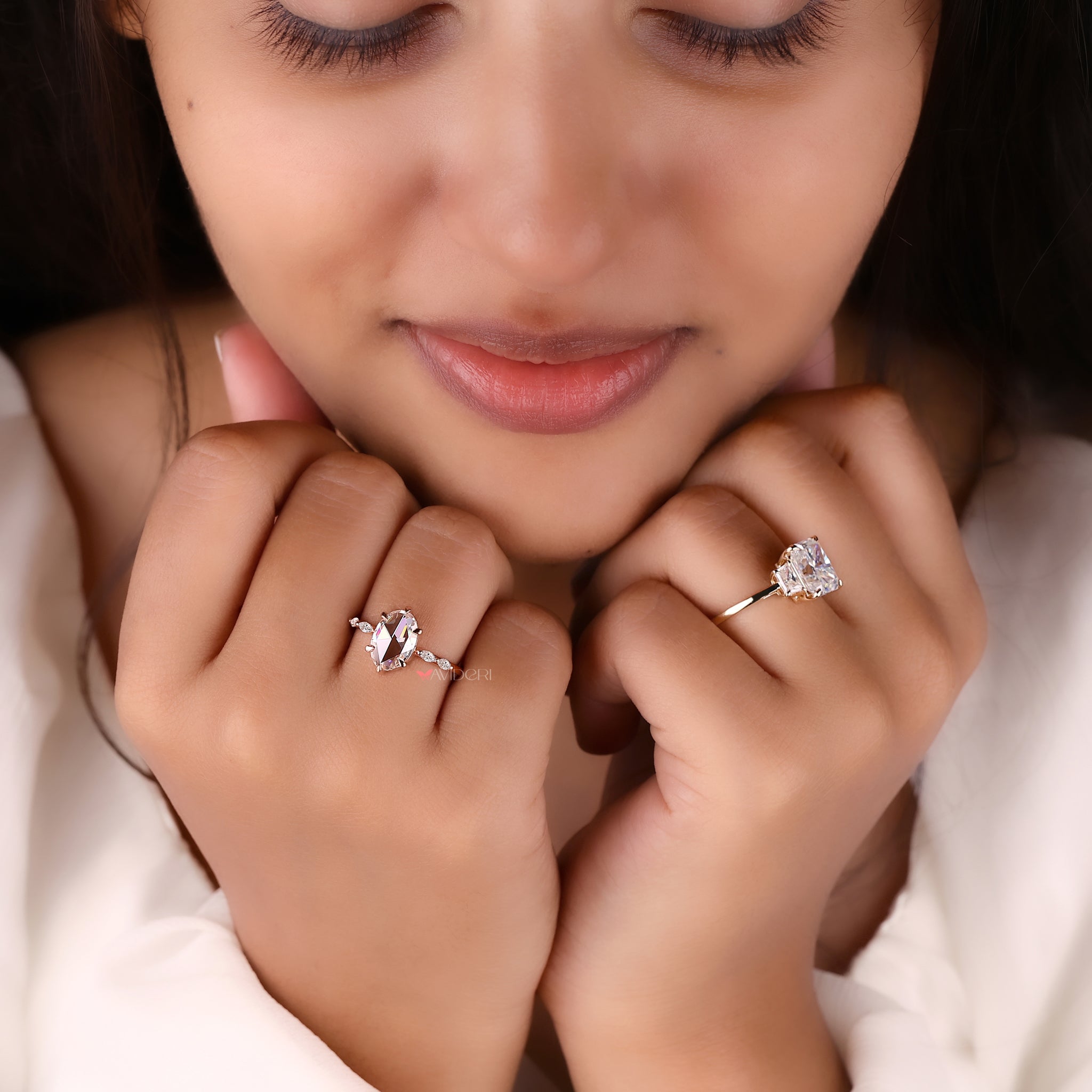 Oval cut ring, 5 stone ring, moissanite engagement ring