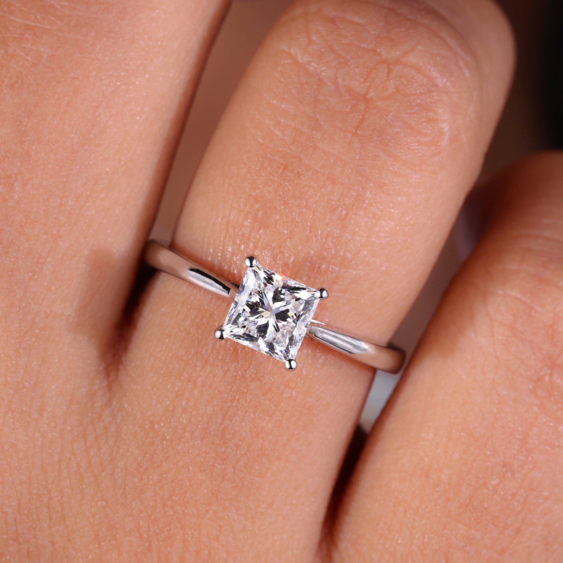 princess cut engagement ring igi certified