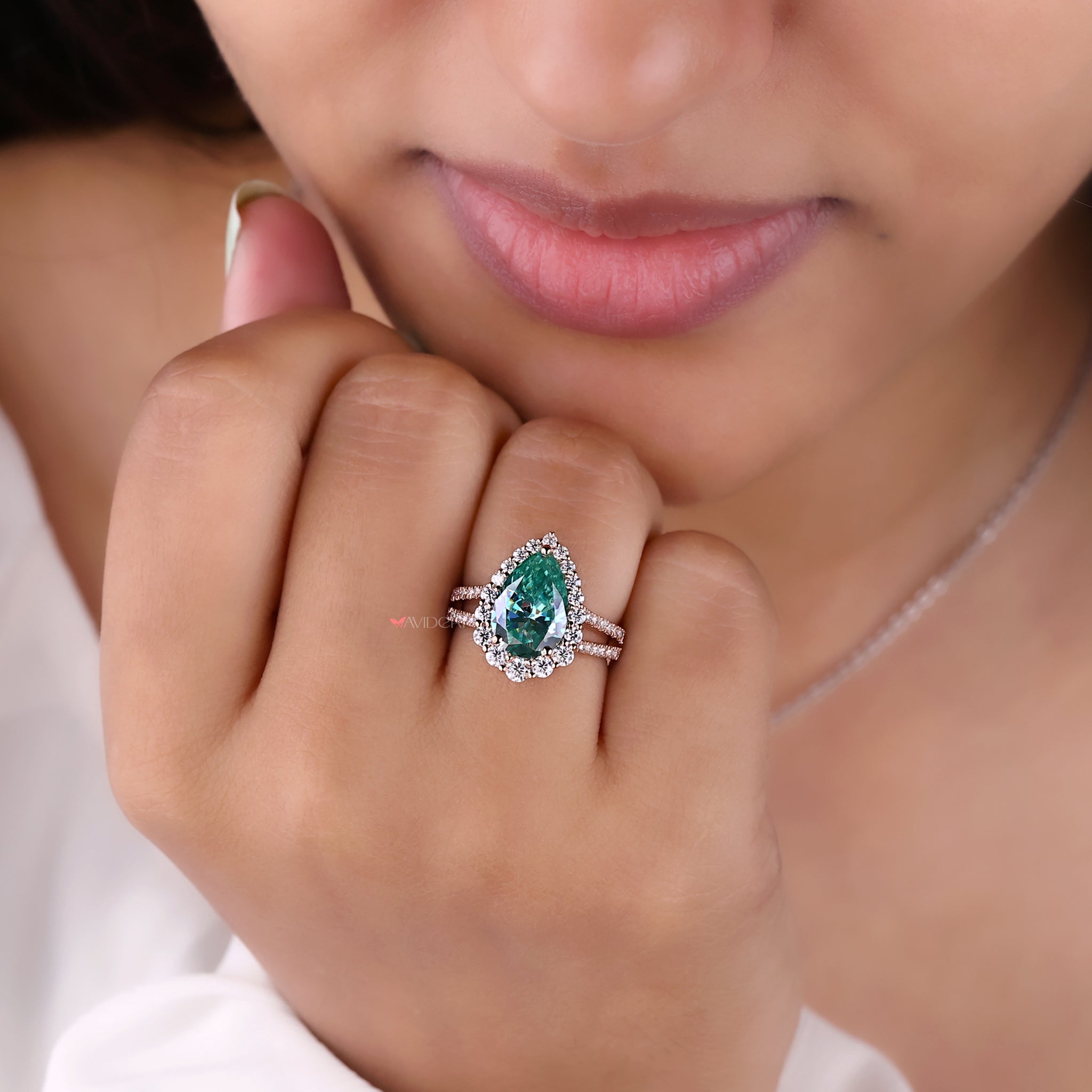 Halo ring, moissanite engagement ring, avideri ring