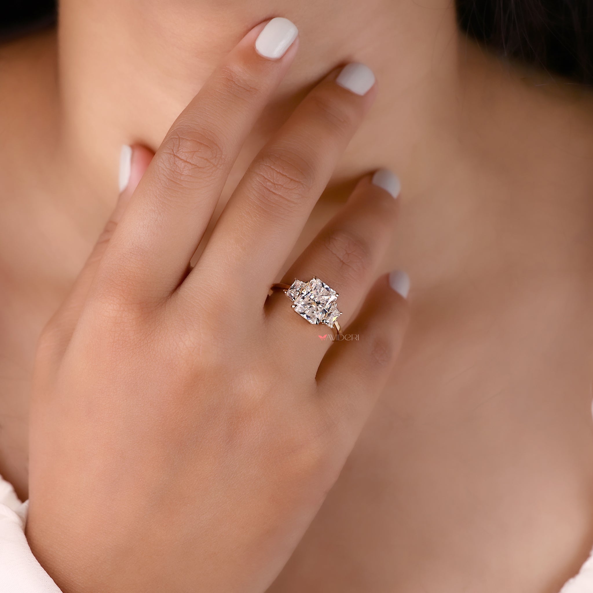 Three stone ring, three stone engagement ring, prong setting ring
