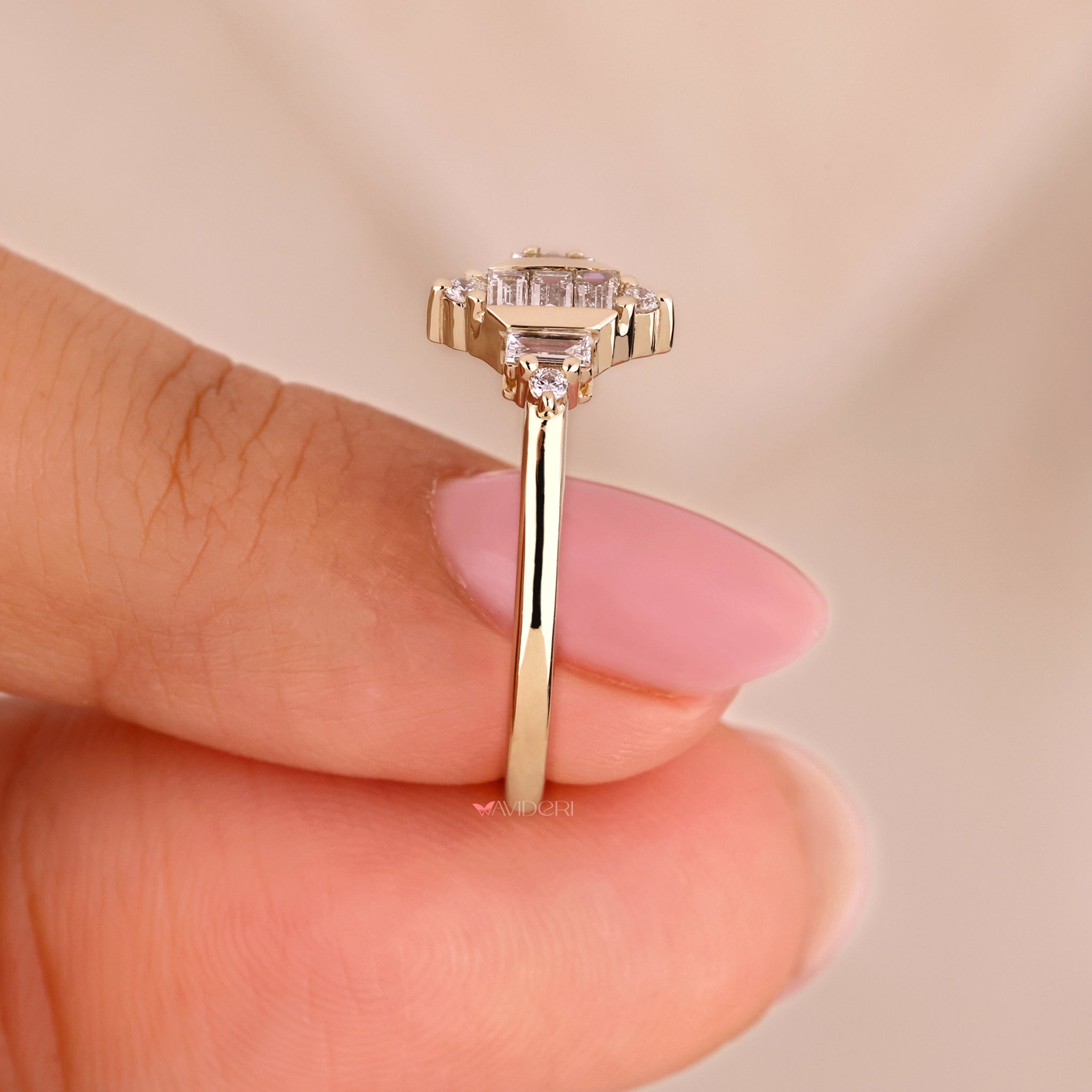 Yellow gold engagement ring crafted for elegance