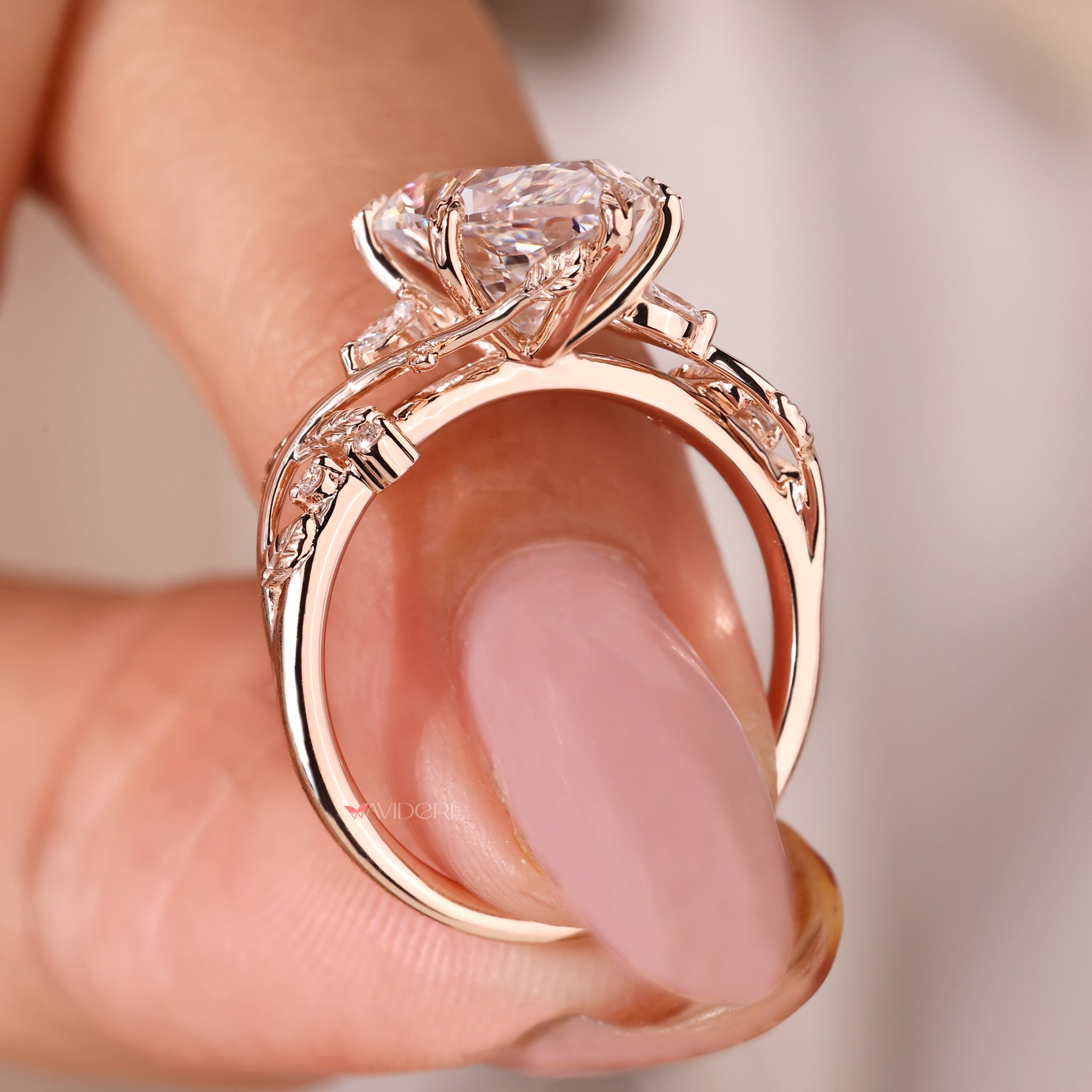 Dutch Marquise Diamond Nature Inspired Engagement Ring