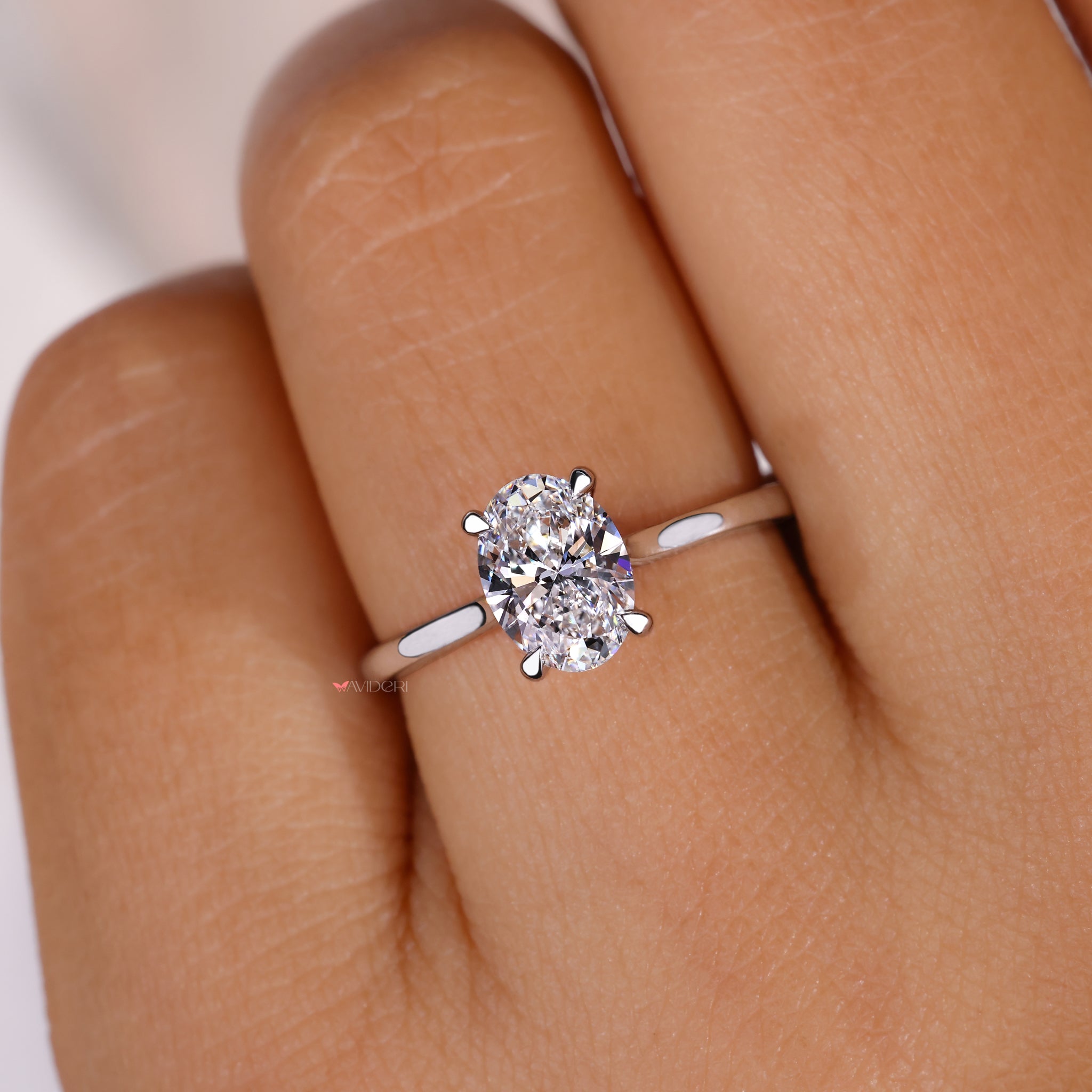 Avideri engagement ring, cathedral setting ring, white gold engagement ring