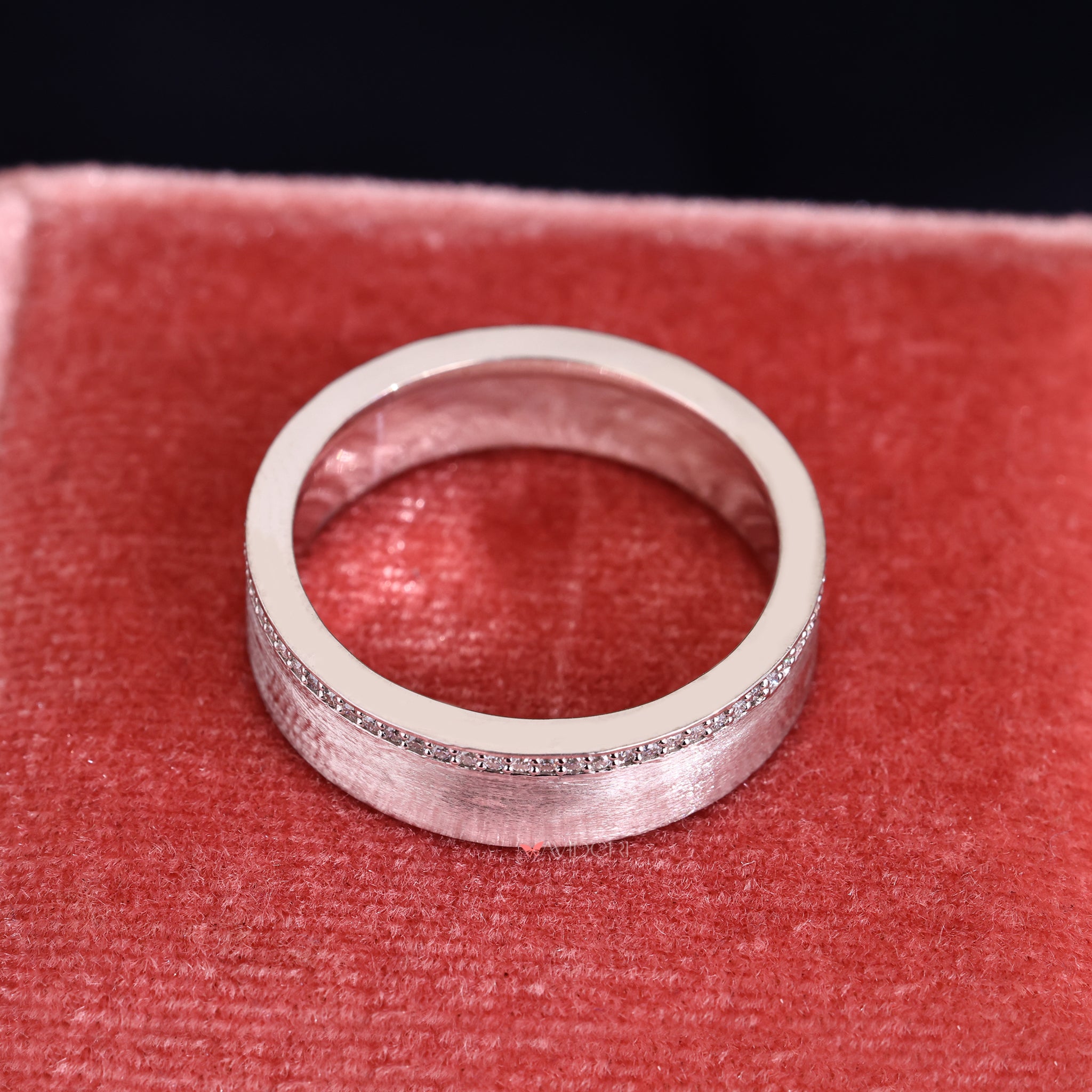 Mens Diamond Wedding Ring with Brush Finish