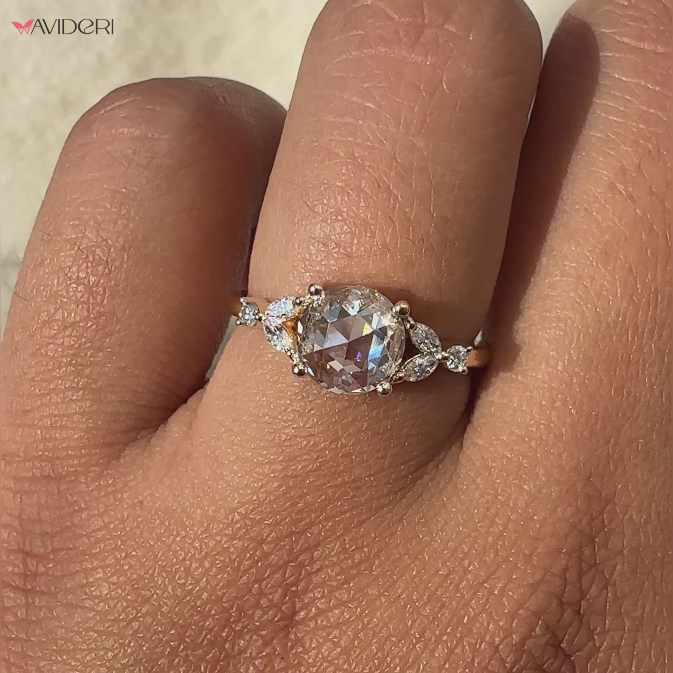 Elegant rose cut engagement ring featuring brilliant craftsmanship.