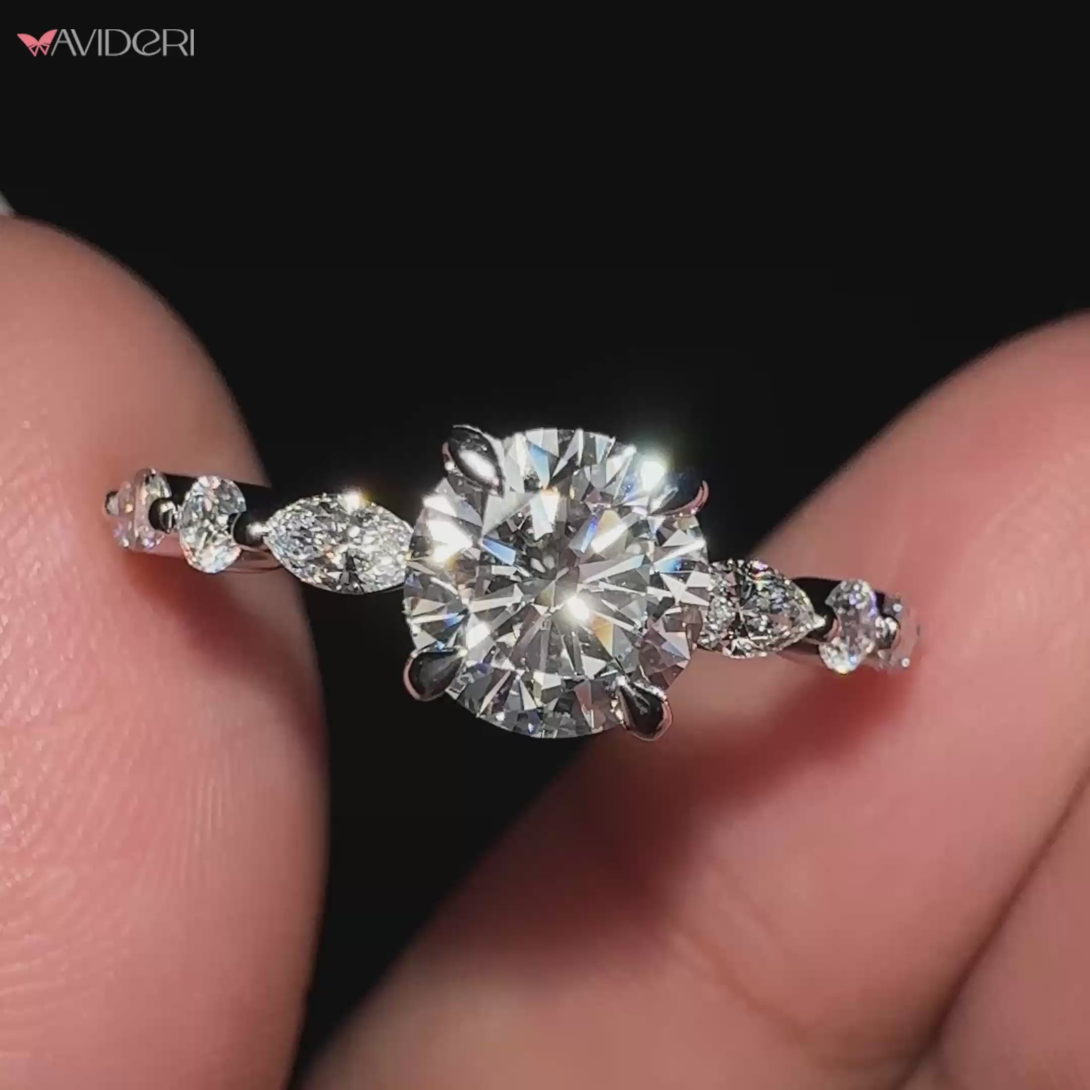 Diamond engagement ring white gold engagement ring lab grown diamond