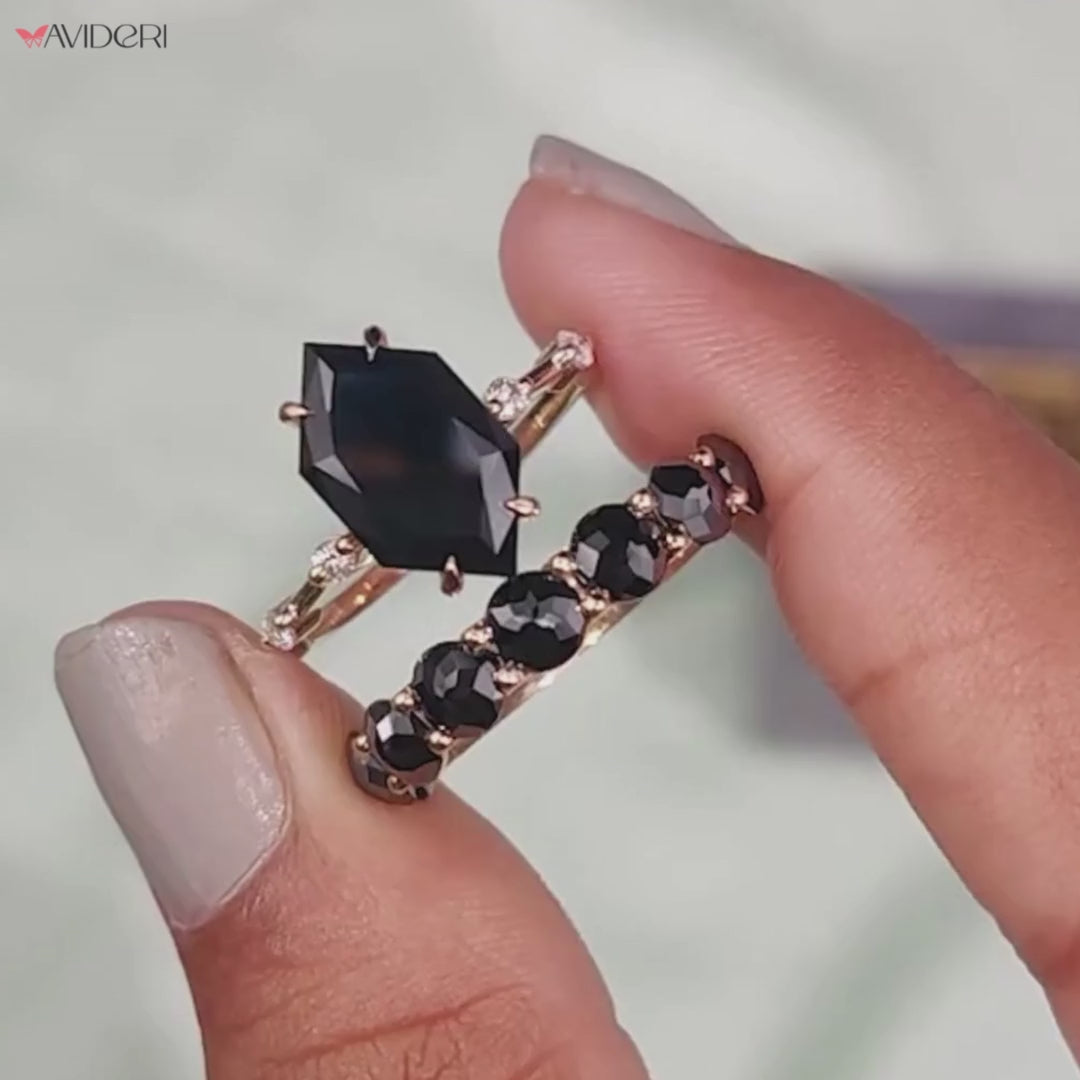 Distance Pave set moissanite bridal ring sets Dutch Marquise Ring avideri bridal set.