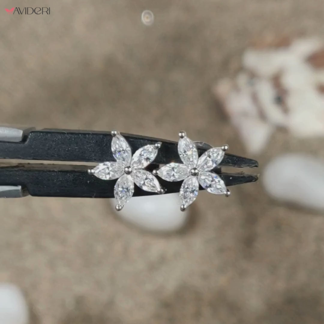 Handmade earrings with Marquise Moissanite for a chic, elegant look.