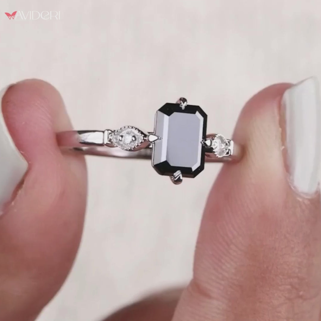 Cathedral ring settings with a vintage-inspired milgrain design for timeless beauty.