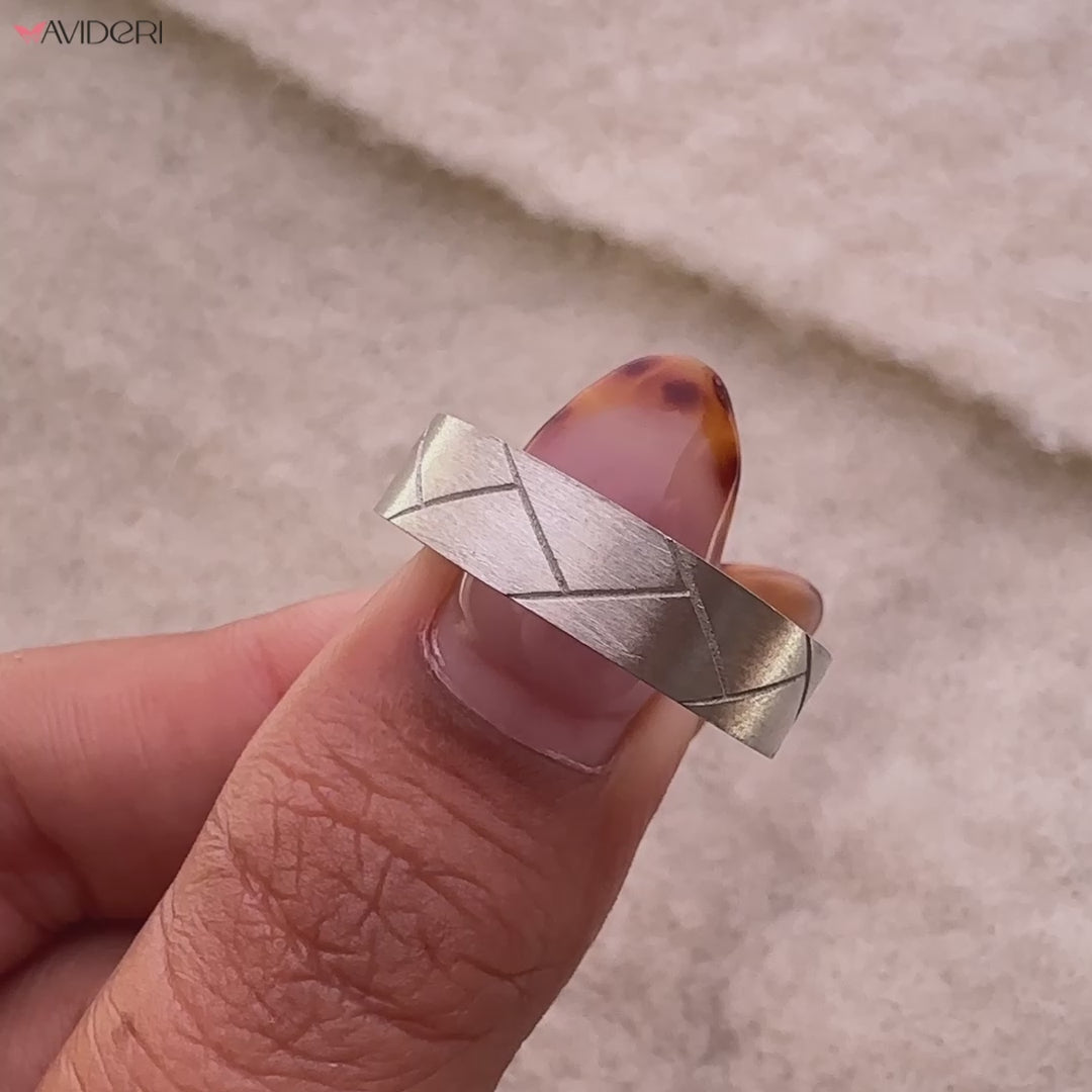 Wedding Bands For Men In Woven Design Satin Finish