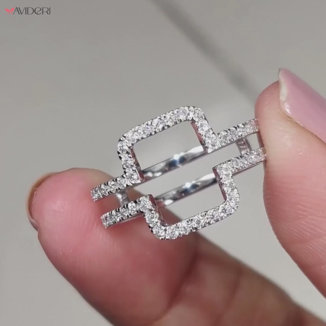 Moissanite gold wedding band combines the warmth of gold with eco-conscious moissanite brilliance.