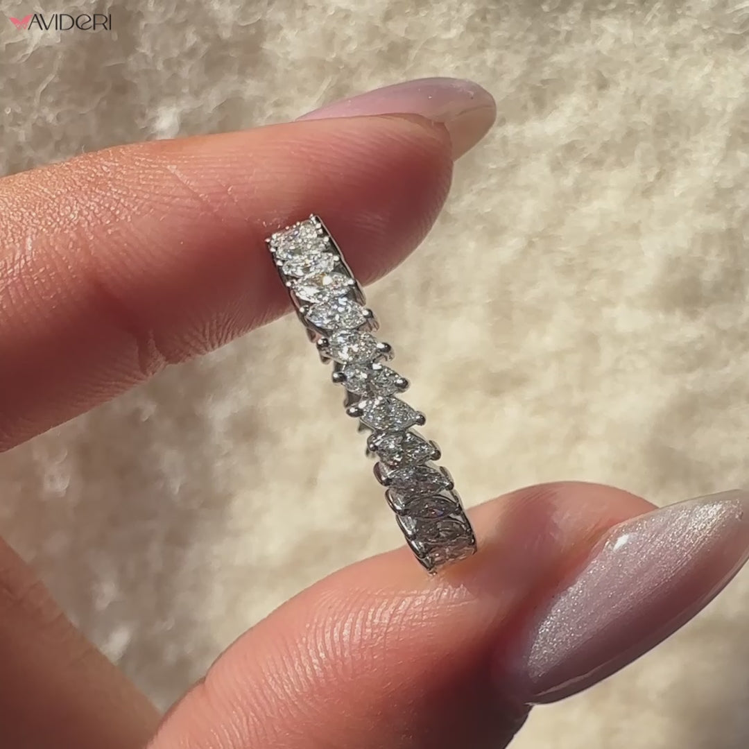 Marquise Wedding Band In White Gold