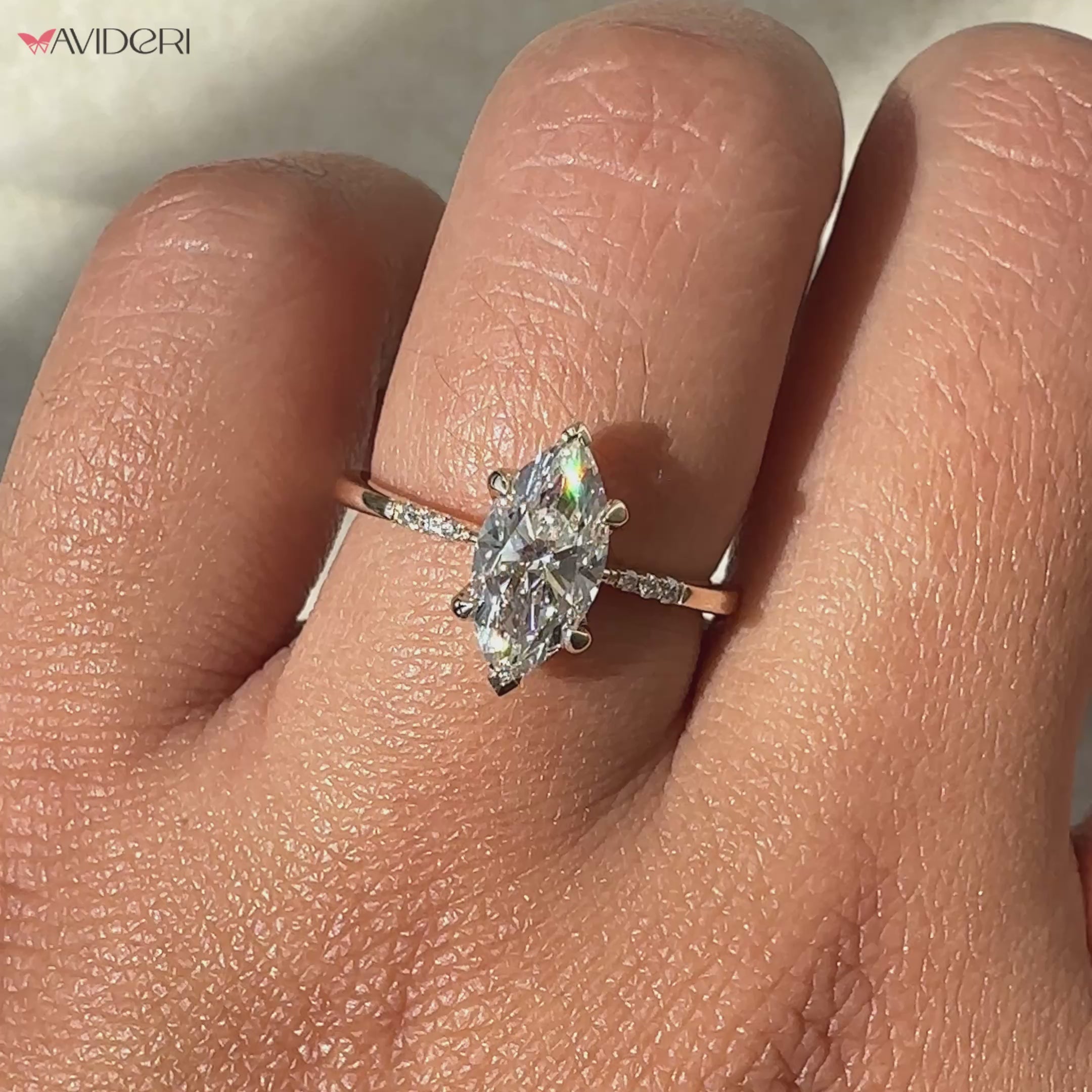 Marquise diamond ring in a classic solitaire setting