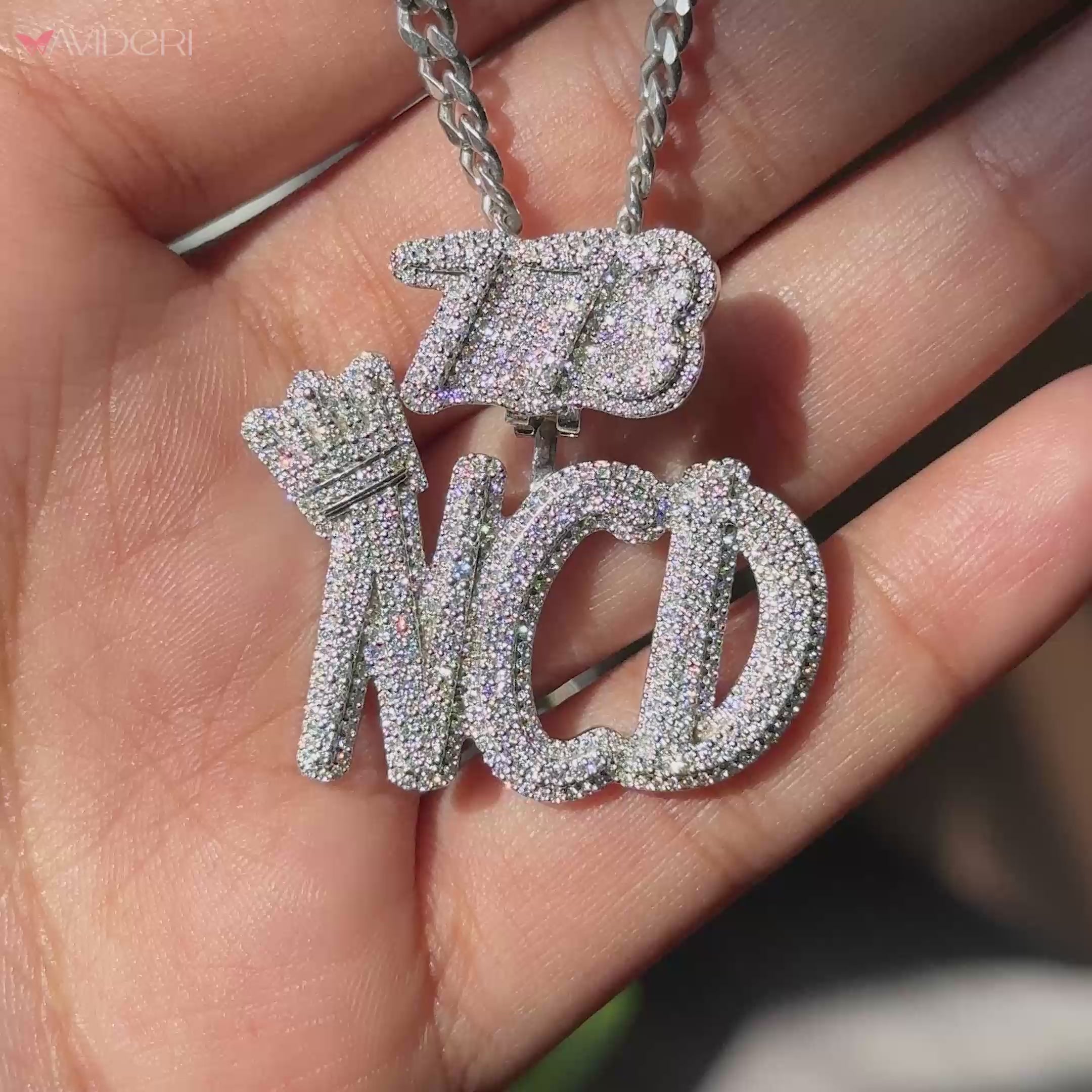 Avideri pendant with custom letter and moissanite.