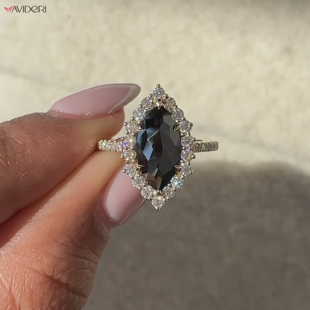 Rose cut moissanite ring with elegant sparkle