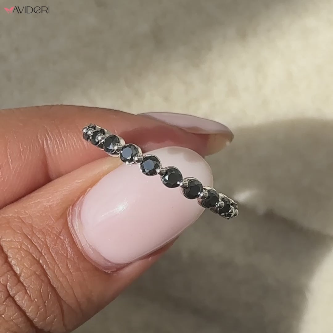 Half eternity wedding band with a moissanite eternity band for extra shine.