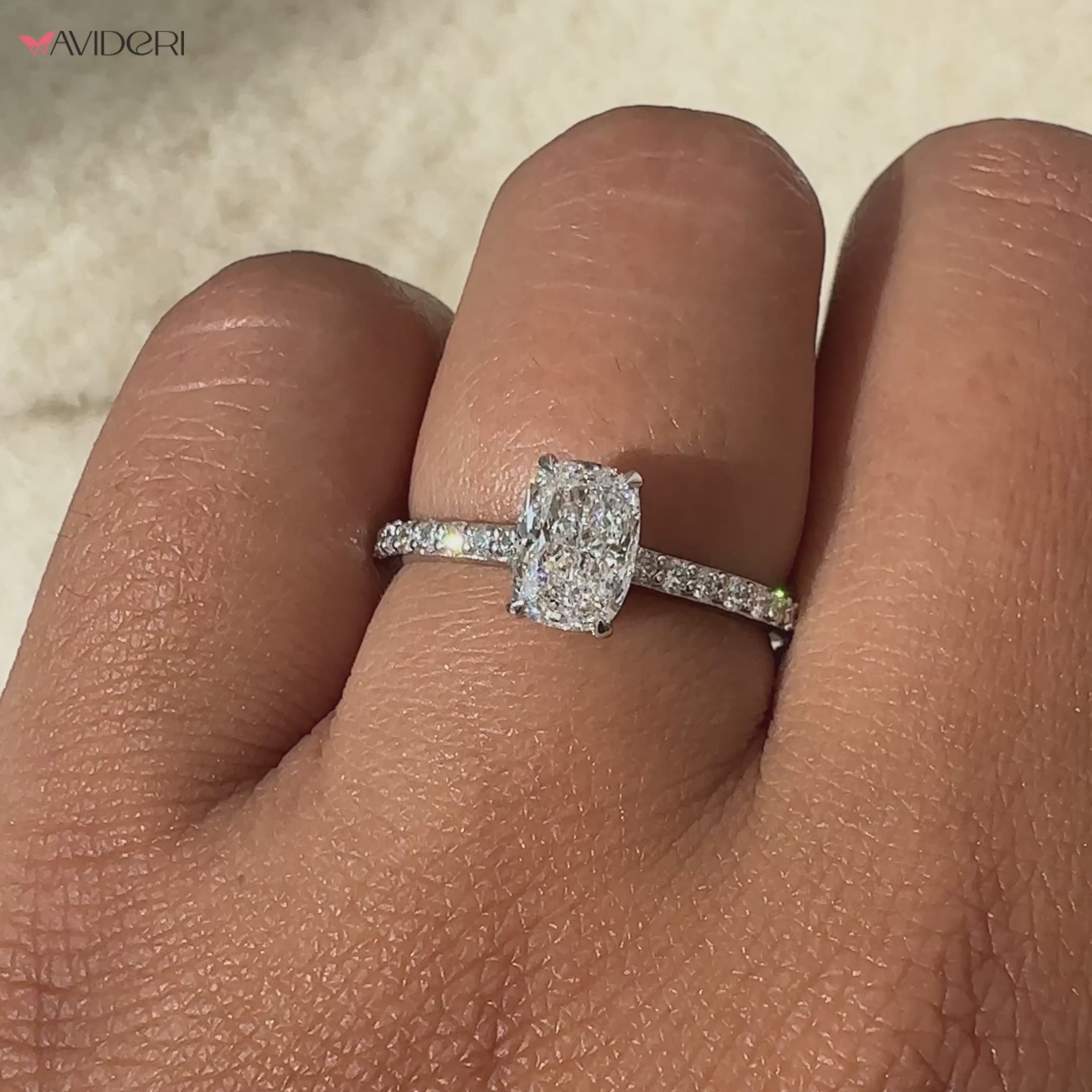Beautiful cushion cut engagement ring with brilliant sparkle