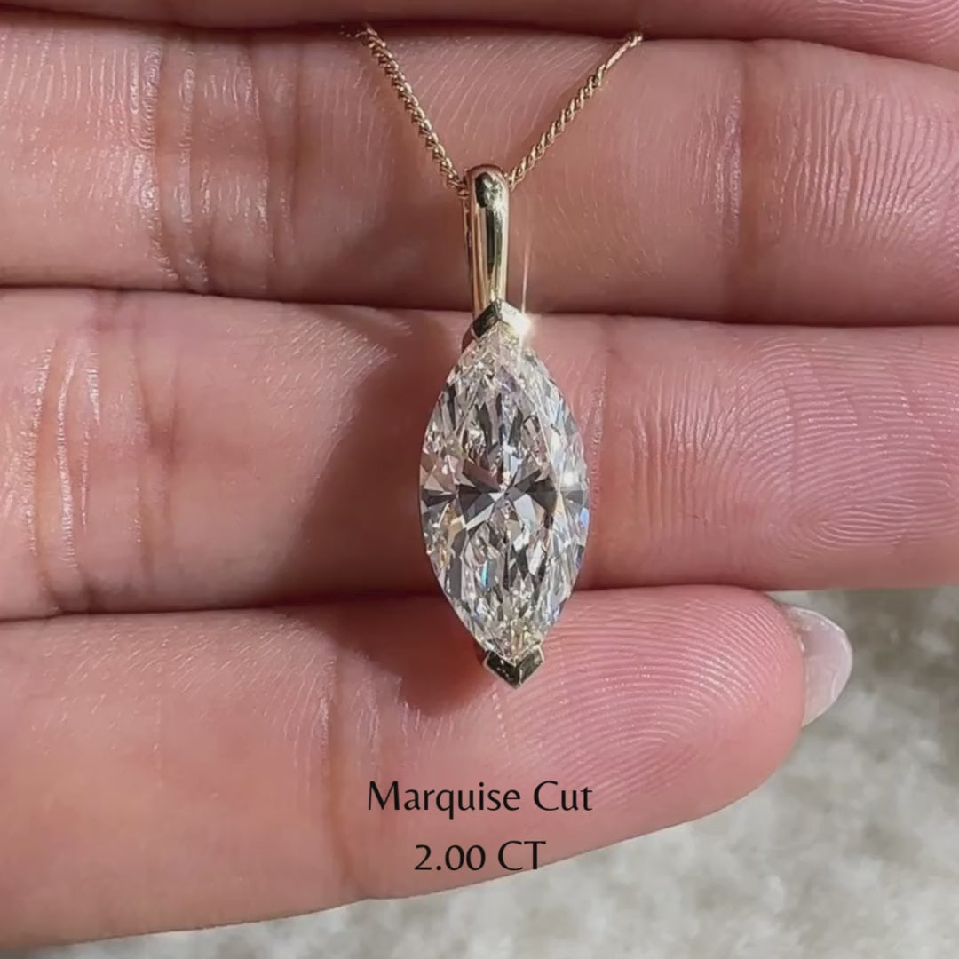 Marquise Diamond Pendant In Yellow Gold