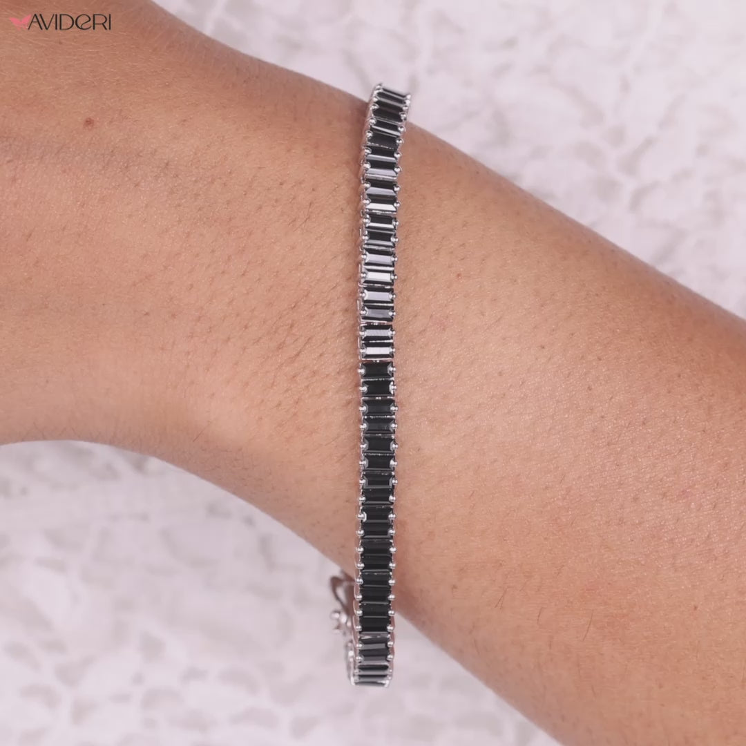 Statement bracelet with baguette moissanite.