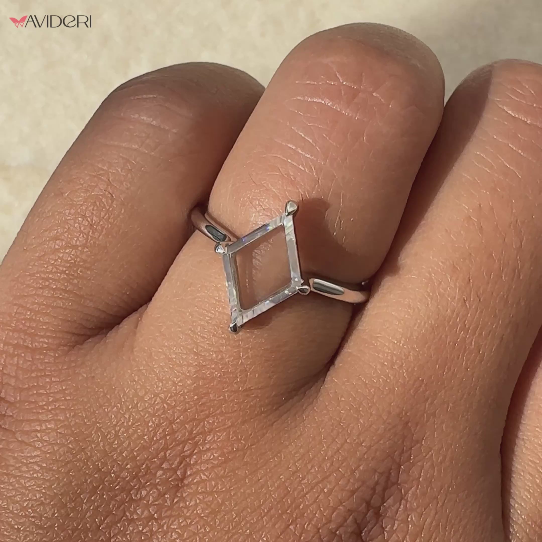Lozenge Portrait ring, solitaire ring, handmade jewelry