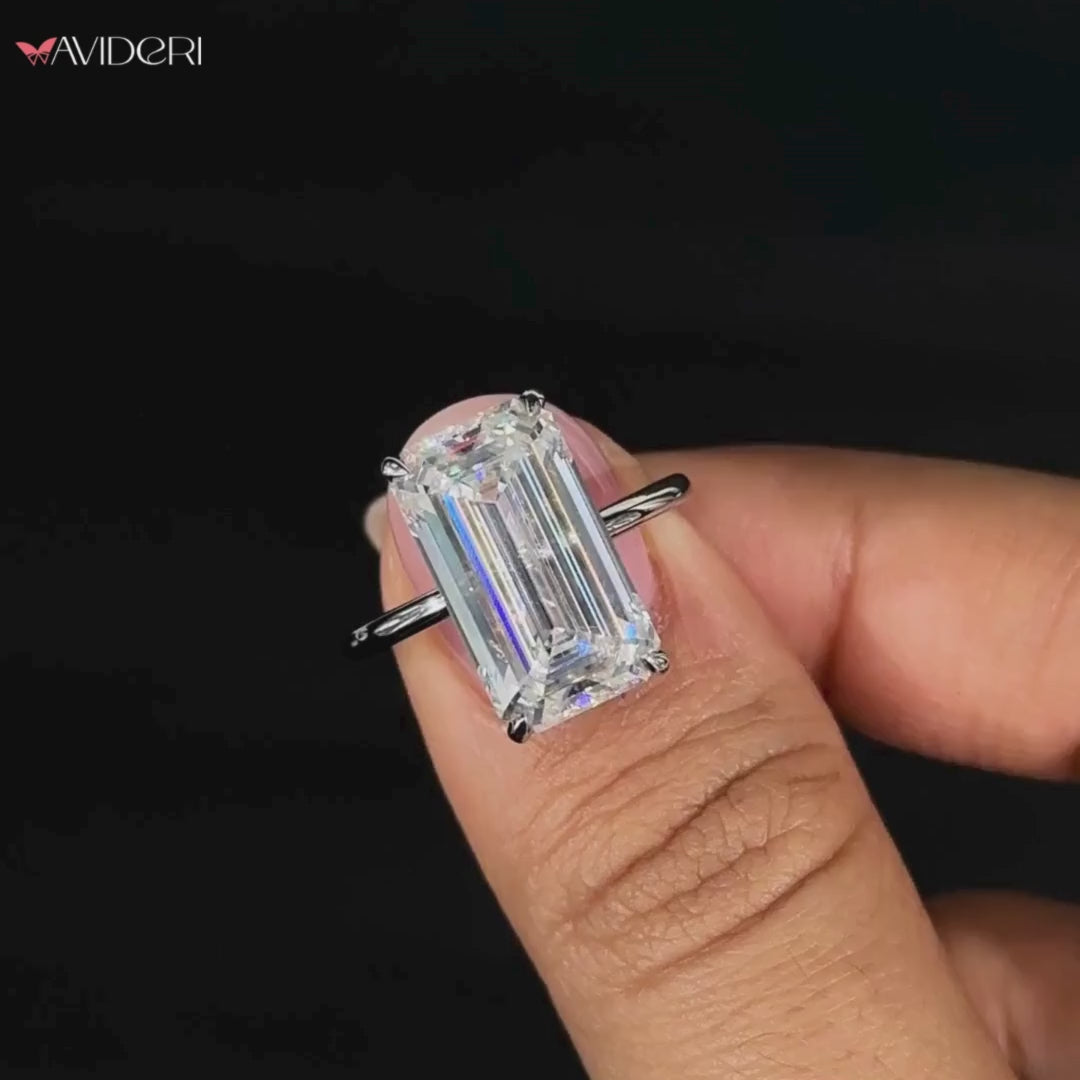 Emerald cut solitaire ring for a timeless, classic look.
