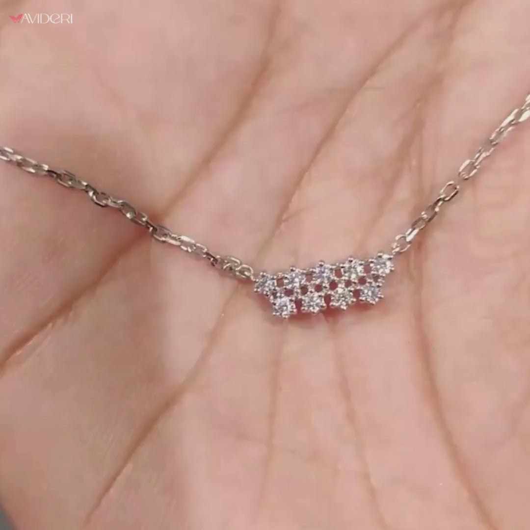 Double row pendant featuring sparkling diamond accents