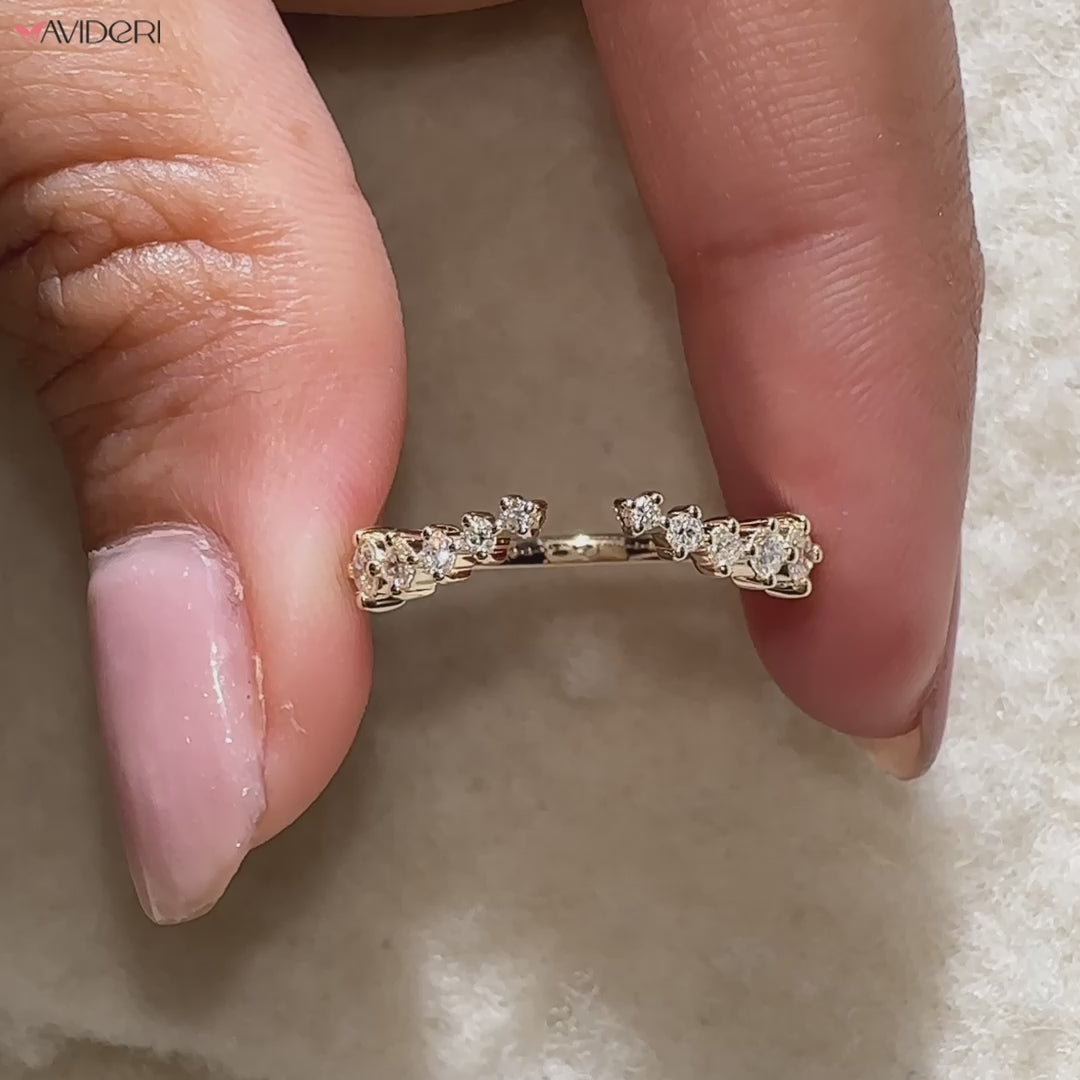 Buy custom yellow gold curved wedding band from Avideri.