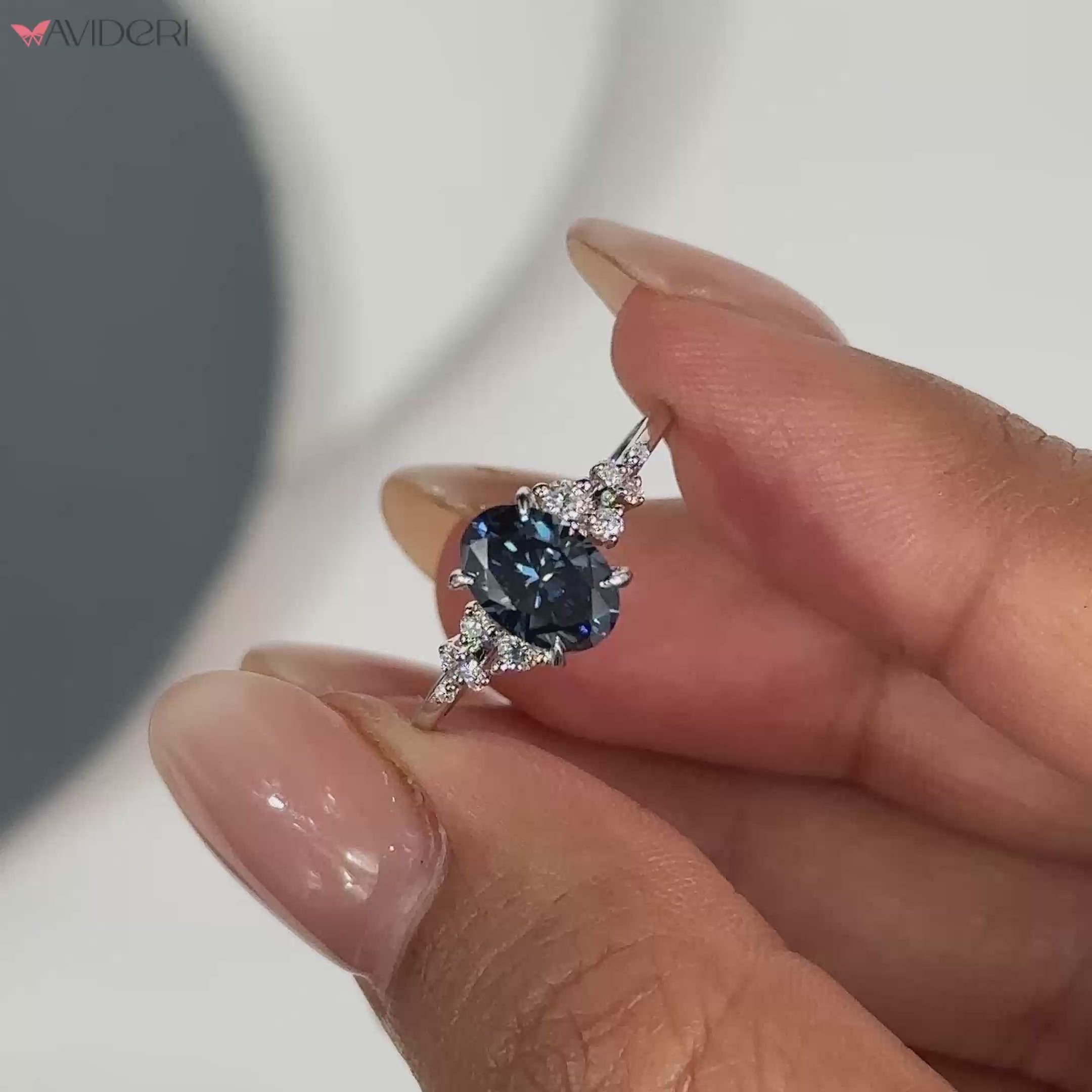 Dark Blue Moissanite Ring – Dazzling dark blue moissanite ring with a modern touch.
