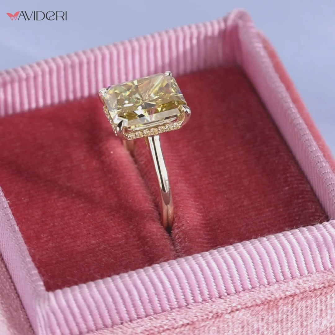 radiant cut engagement ring hidden halo engagement ring