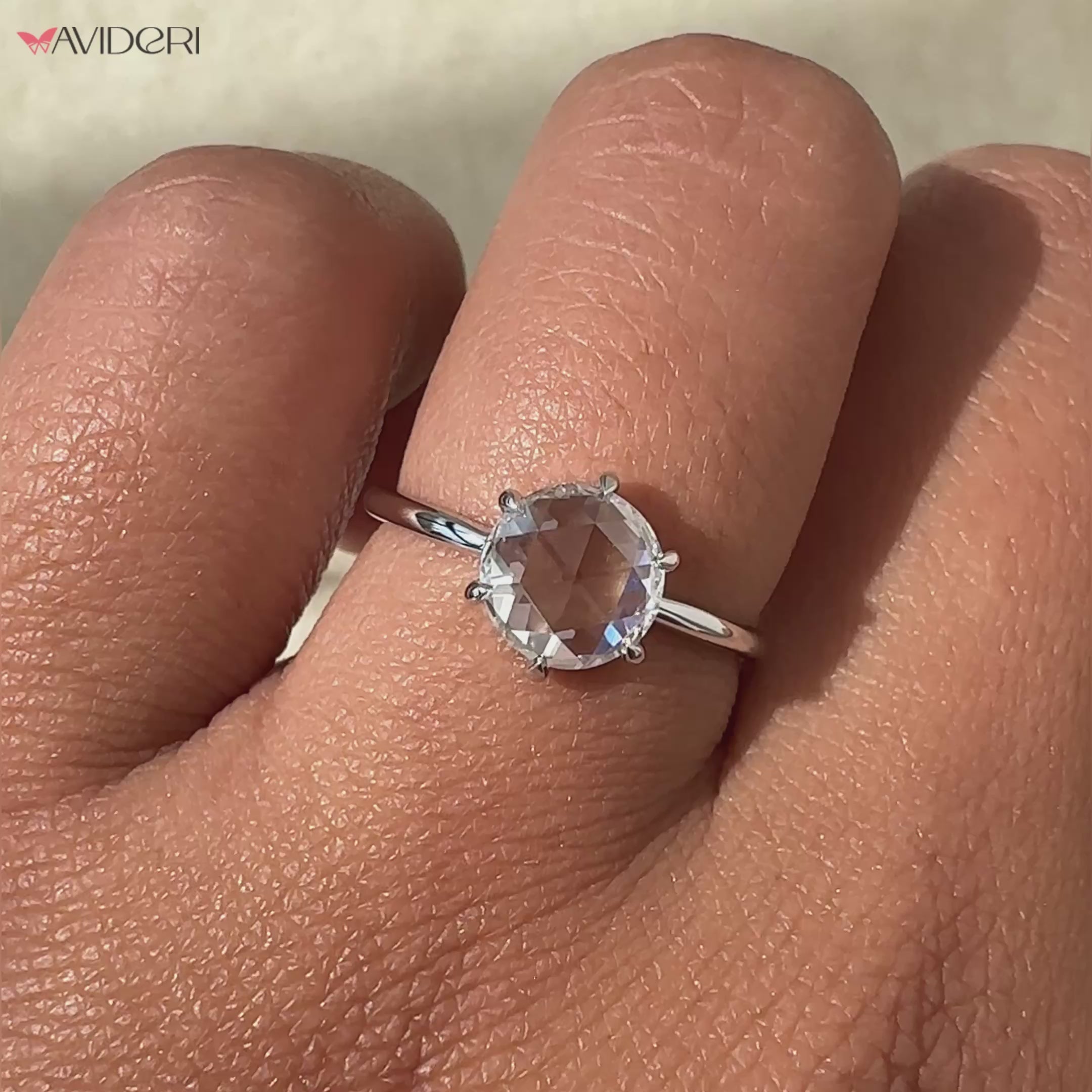rose round cut engagement ring showcasing elegance in white gold