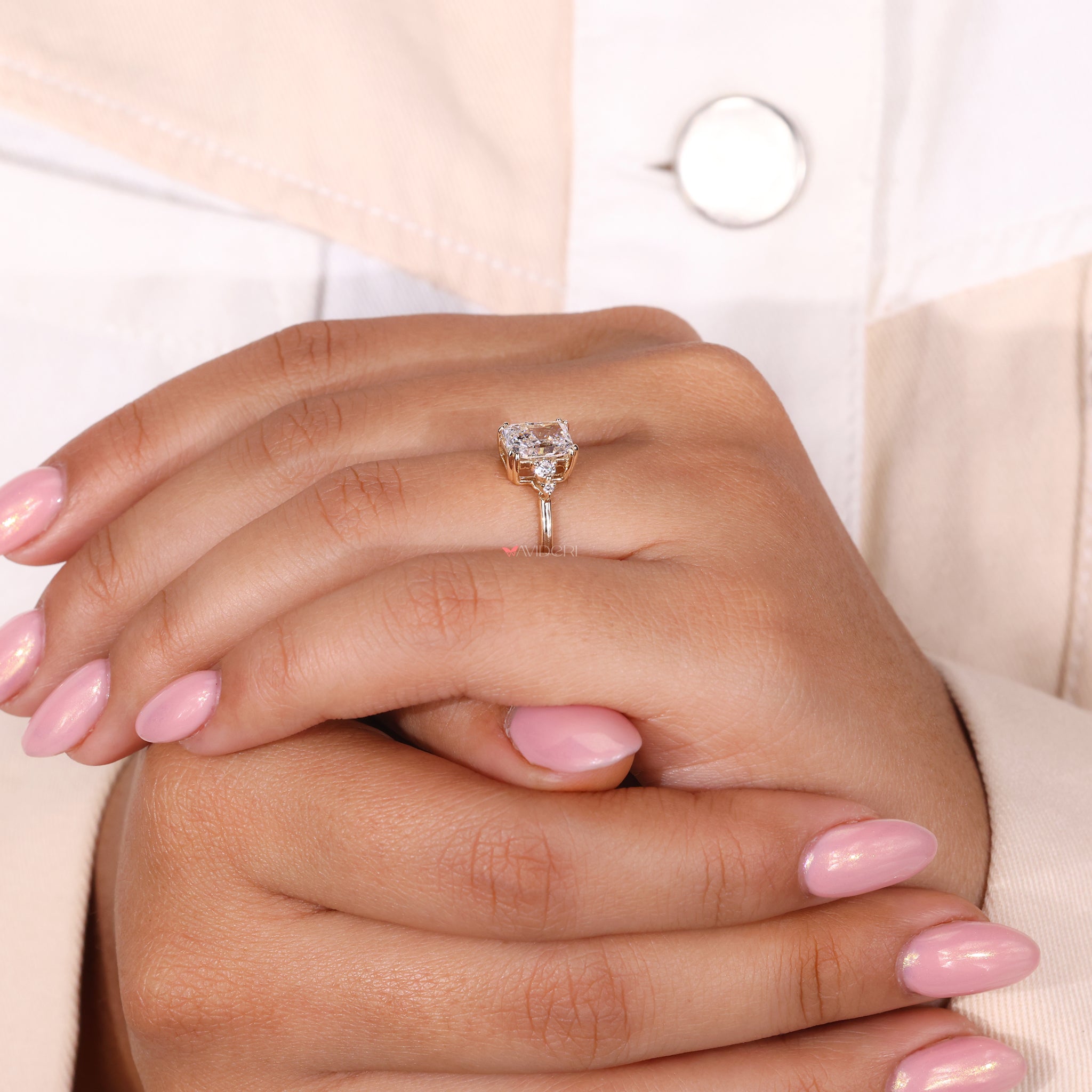 Handmade ring featuring radiant cut diamonds for a personalized touch.
