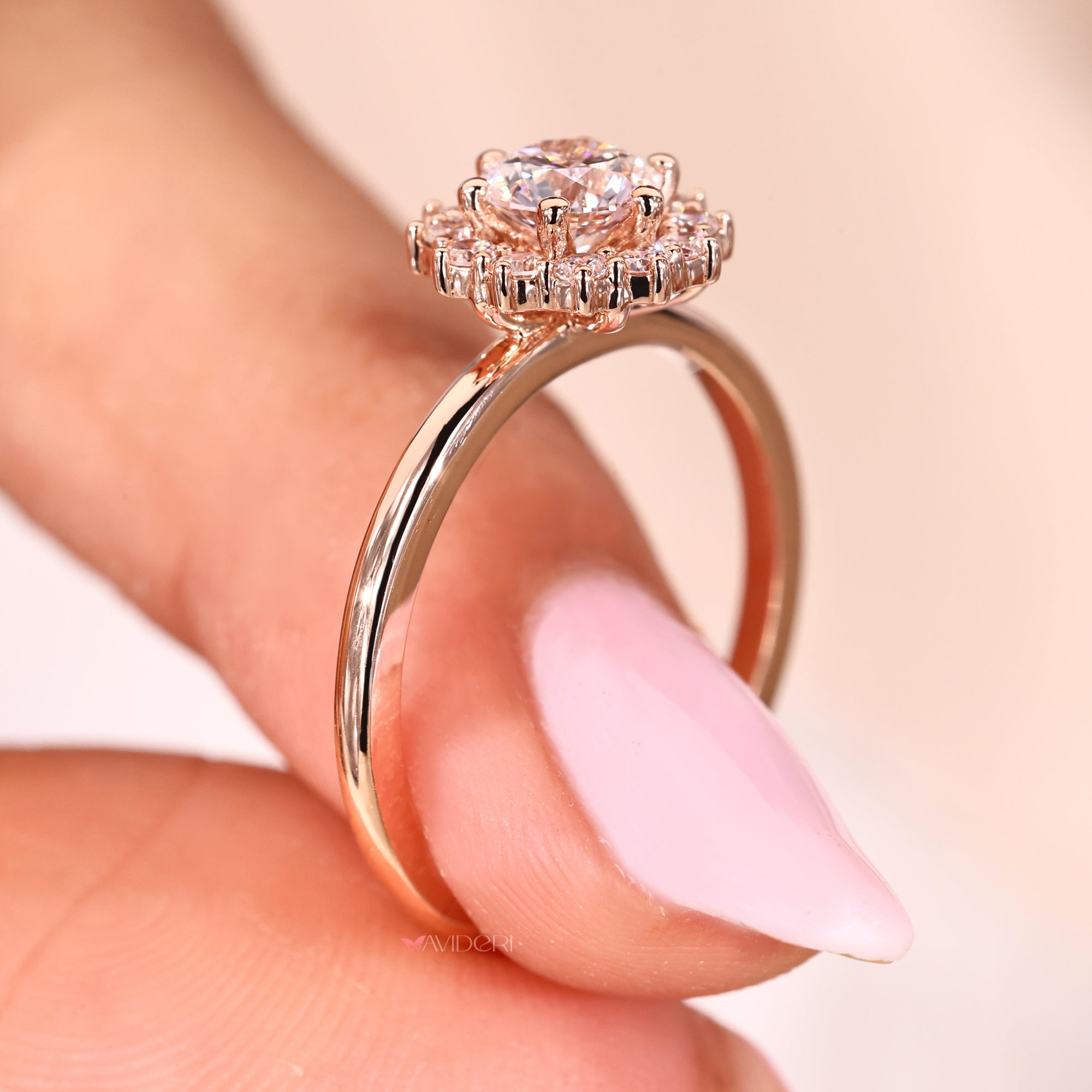 rose gold proposal ring.